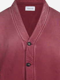 Cardigan in cotone effetto vissuto bordeaux - vista posteriore