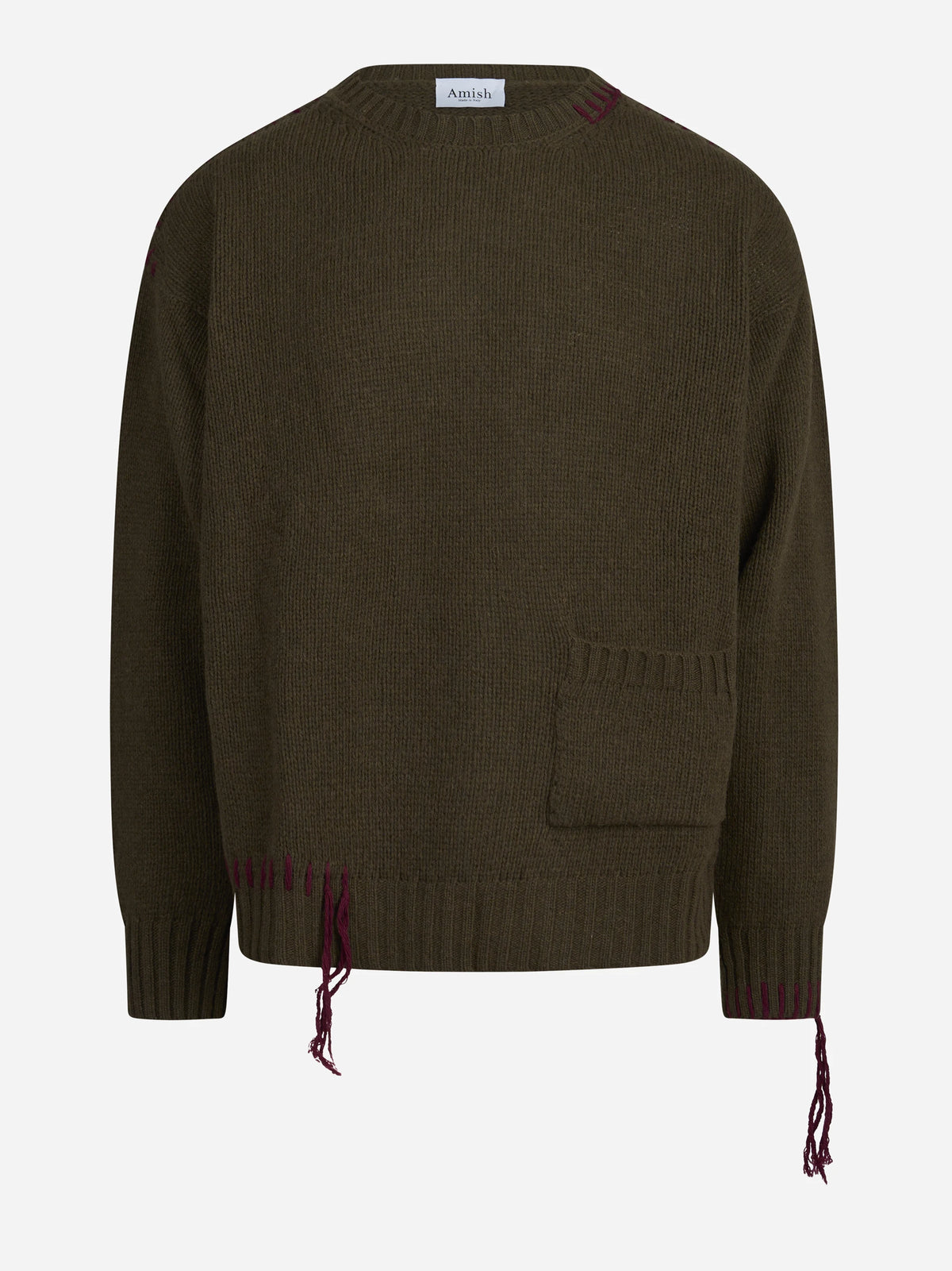 Maglia oversize in misto lana verde - vista frontale