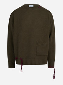 Maglia oversize in misto lana verde - vista frontale