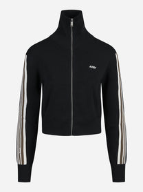 Giacca in maglia con zip nero - vista frontale