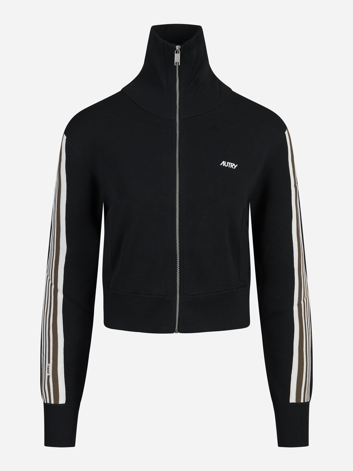 Giacca in maglia con zip nero - vista frontale