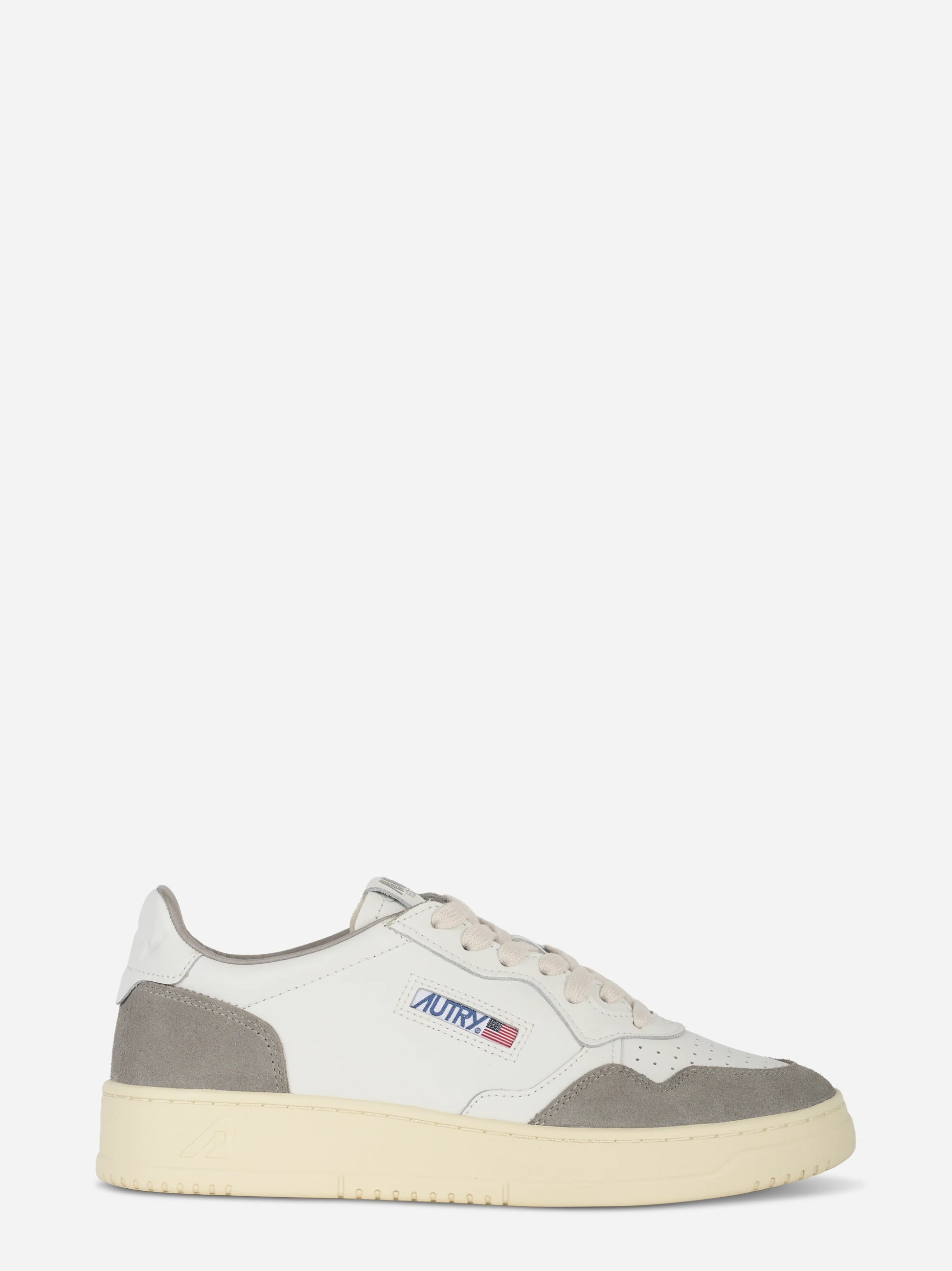 Sneakers Medalist Low In Pelle Bianca E Suede Grigio