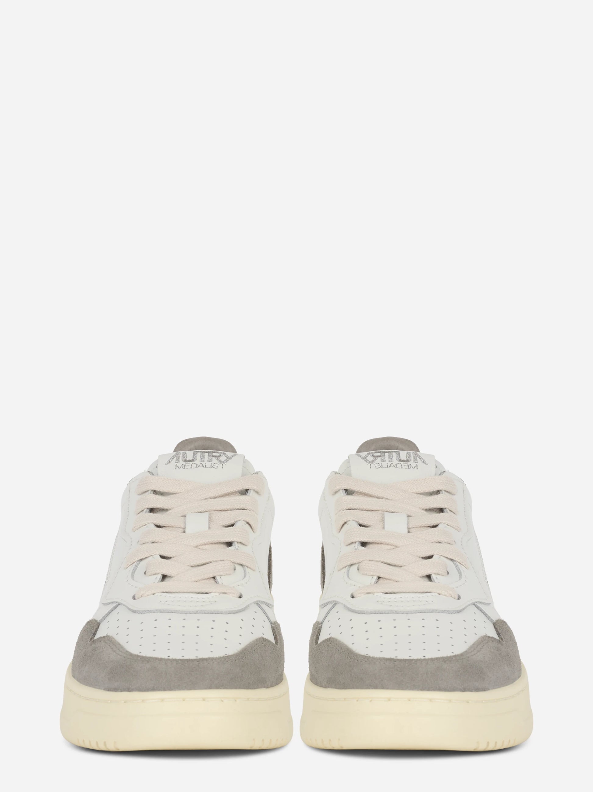 Sneakers Medalist Low In Pelle Bianca E Suede Grigio
