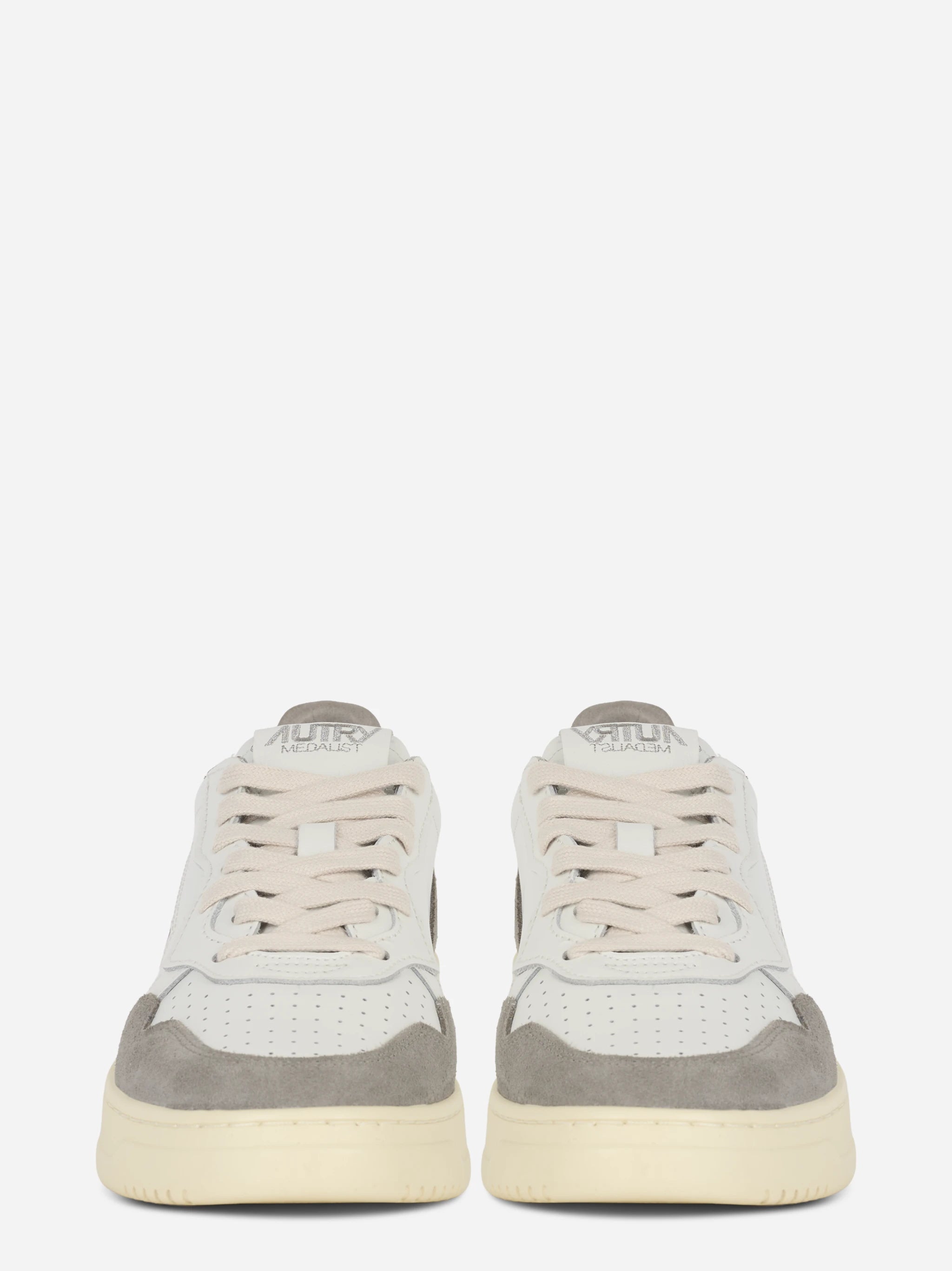 Sneakers Medalist Low In Pelle Bianca E Suede Grigio