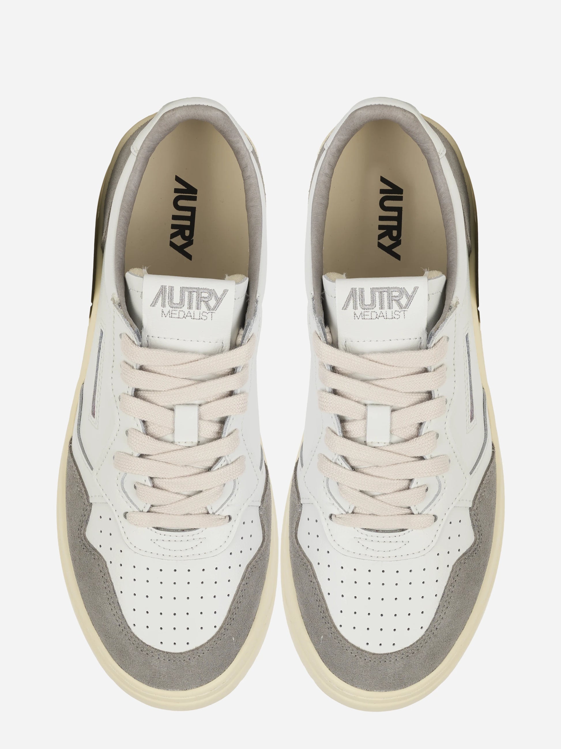 Sneakers Medalist Low In Pelle Bianca E Suede Grigio