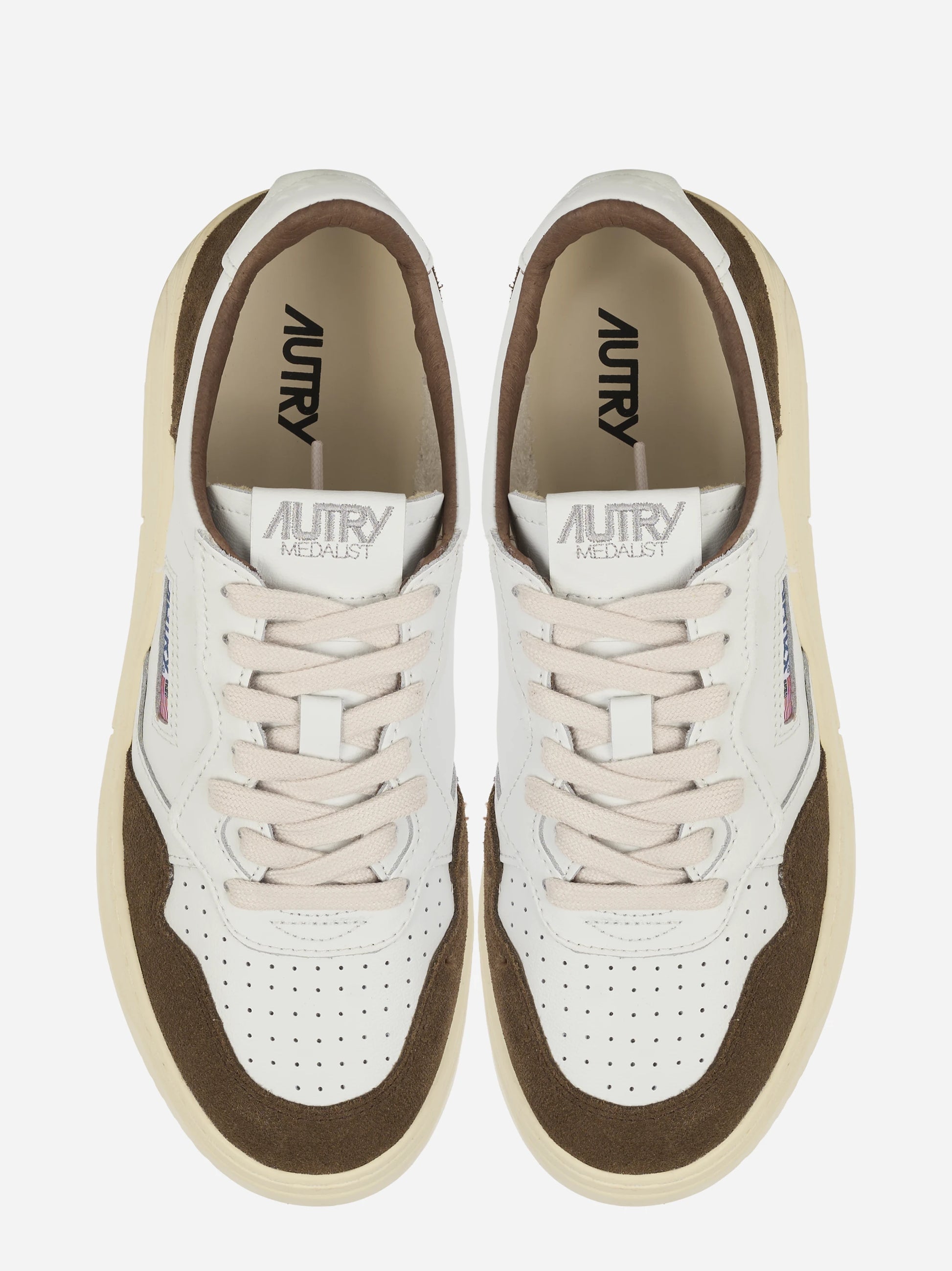 Sneakers Medalist Low In Pelle Bianca E Suede Marrone