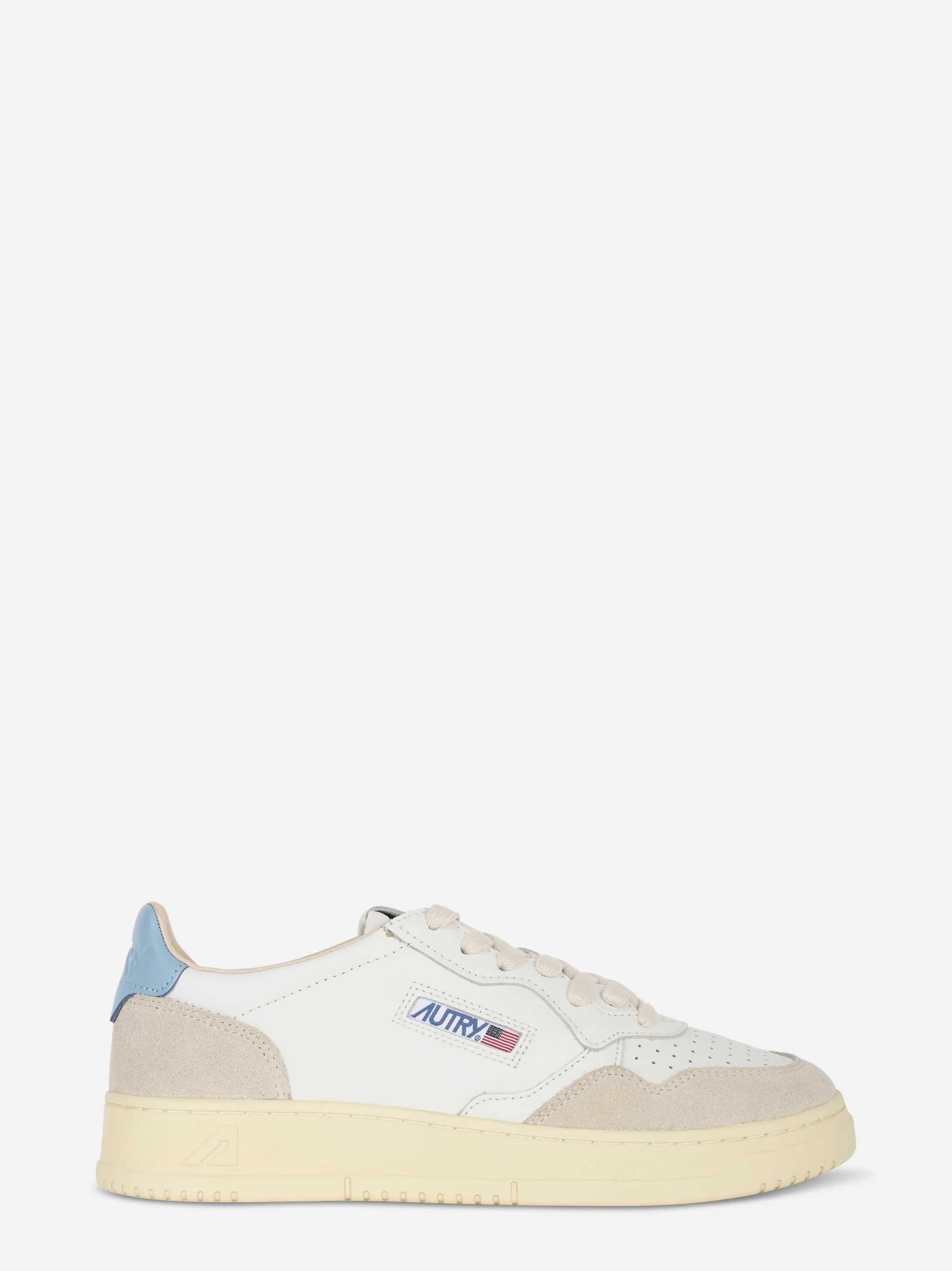 Sneakers Medalist Low In Suede E Pelle Bianca E Forget Me Not