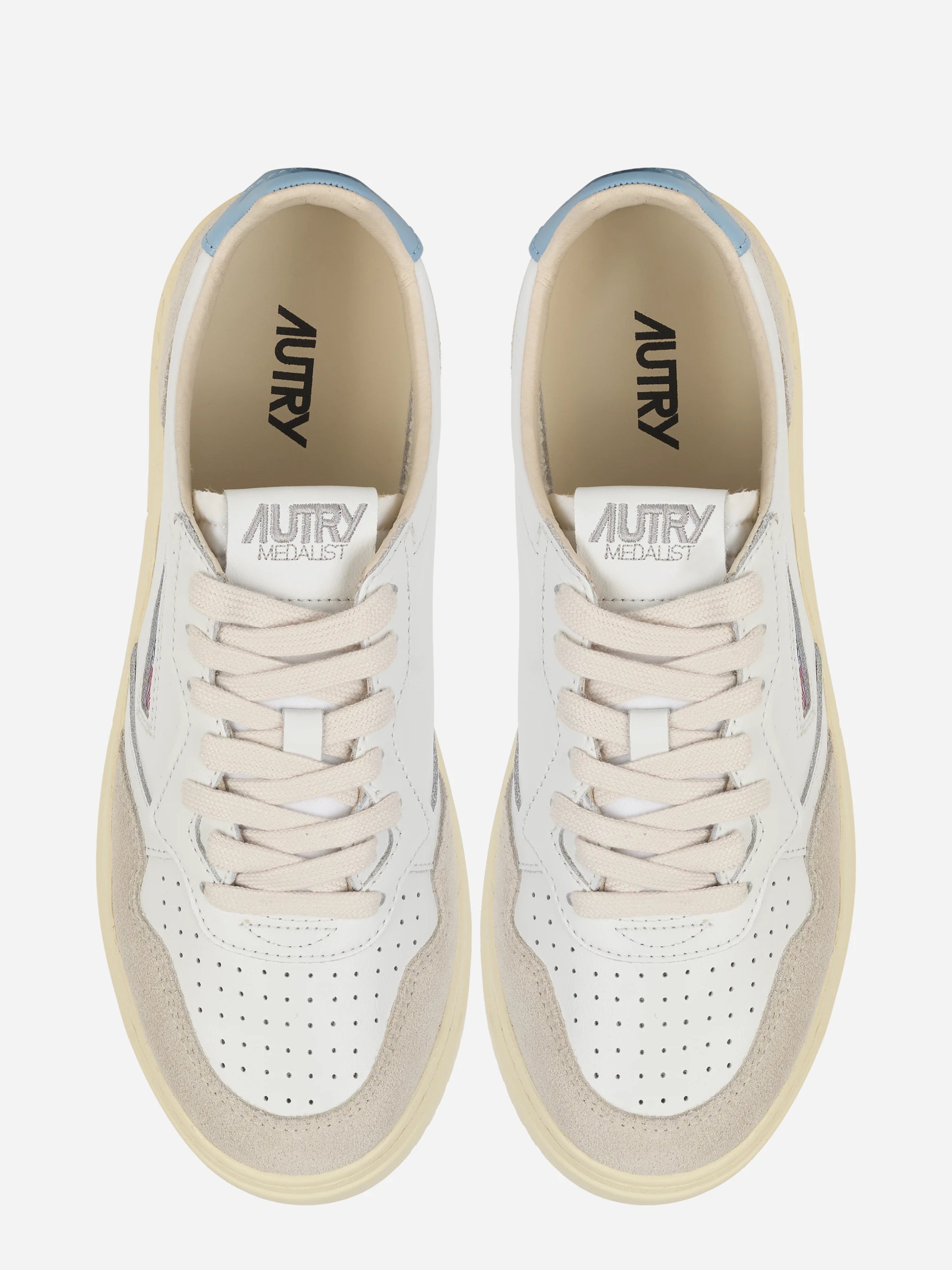 Sneakers Medalist Low In Suede E Pelle Bianca E Forget Me Not