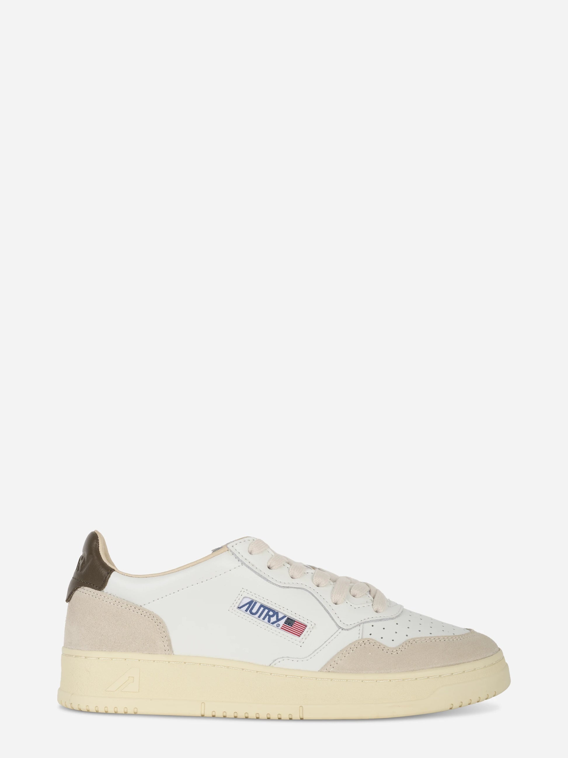 Sneakers Medalist Low In Suede E Pelle Bianca E Teak