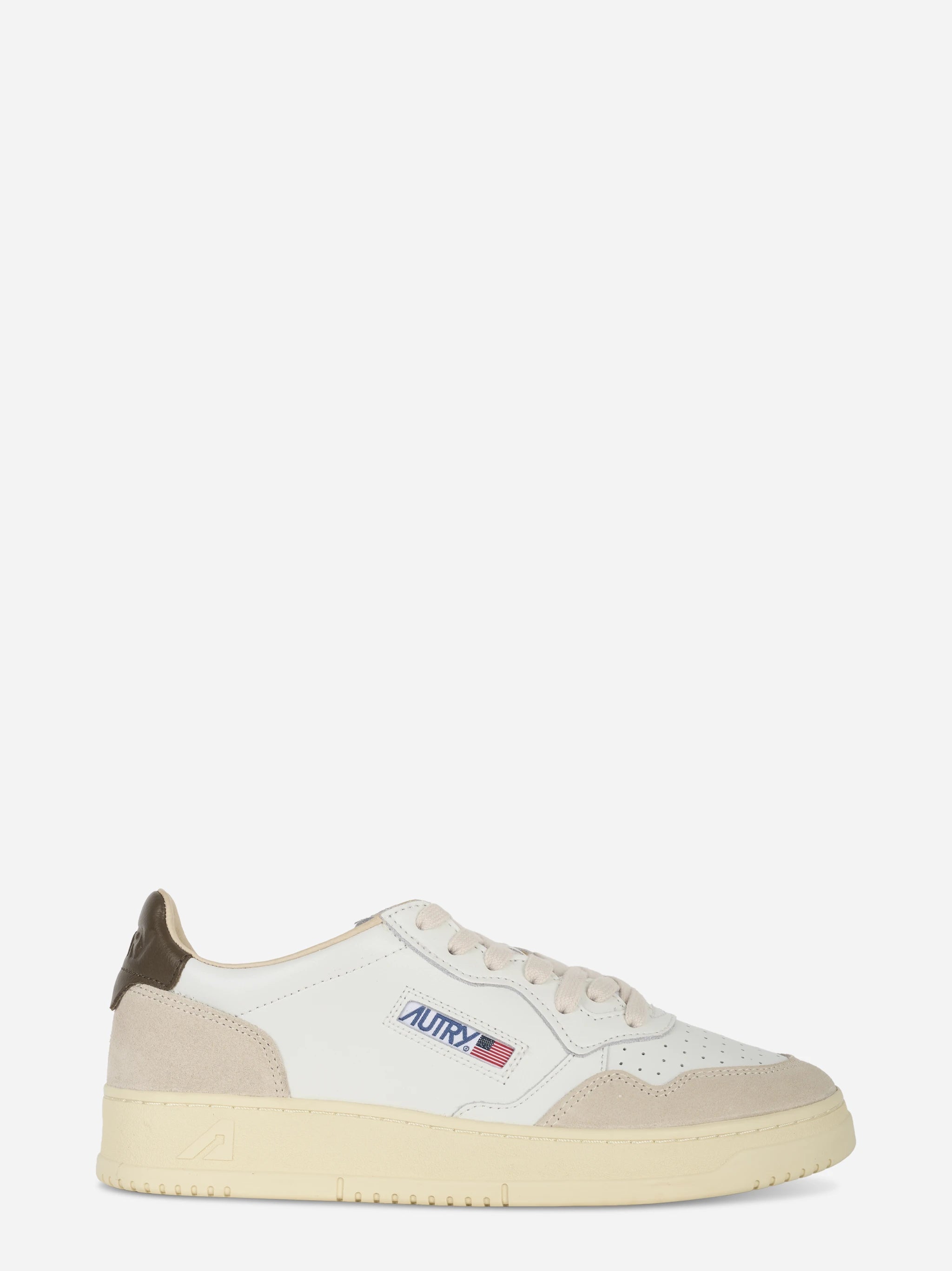 Sneakers Medalist Low In Suede E Pelle Bianca E Teak
