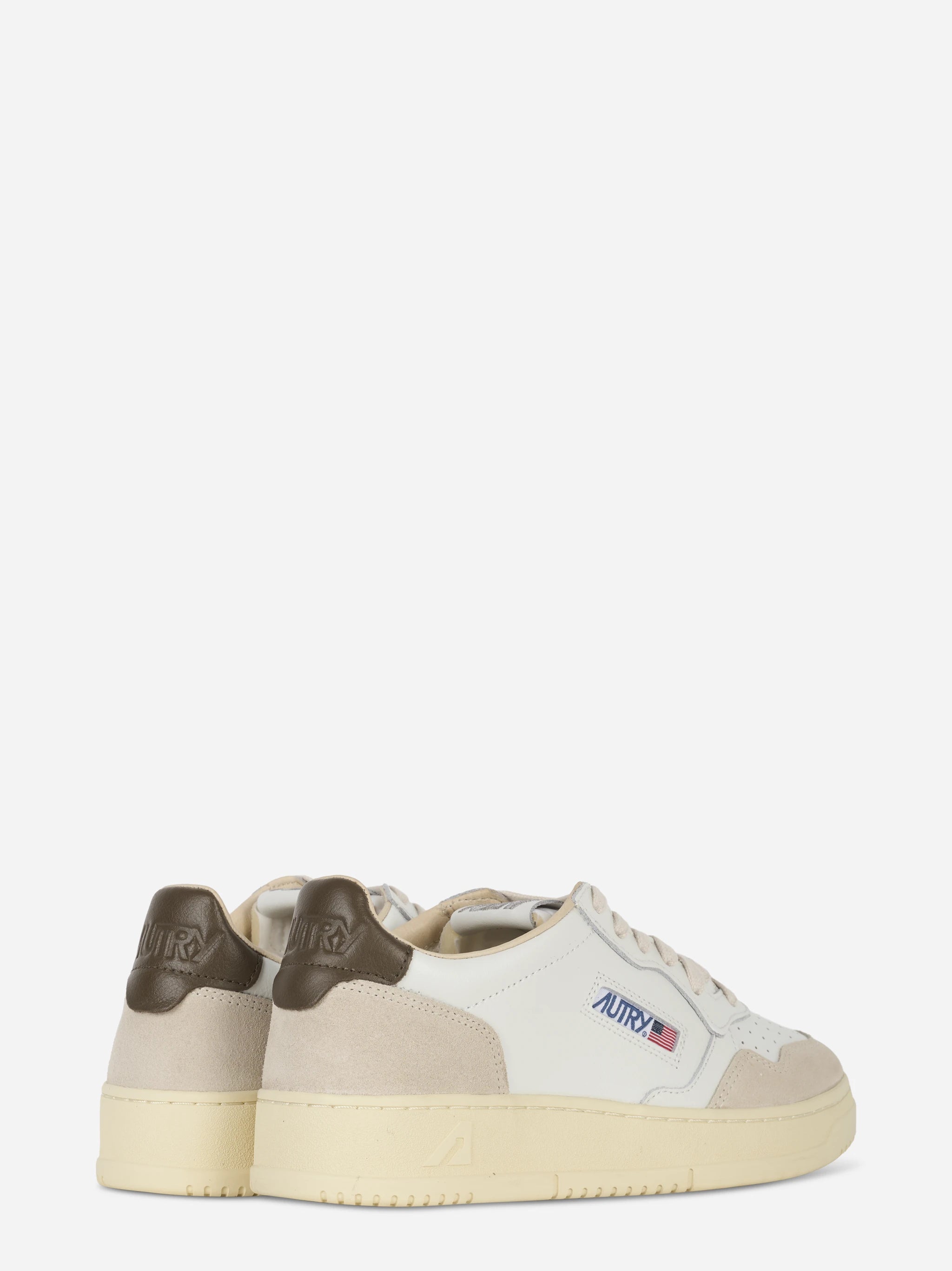 Sneakers Medalist Low In Suede E Pelle Bianca E Teak