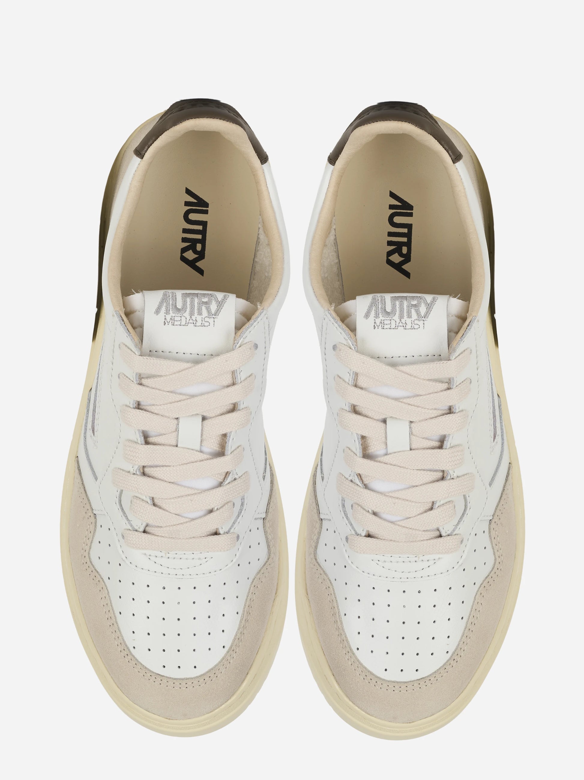 Sneakers Medalist Low In Suede E Pelle Bianca E Teak