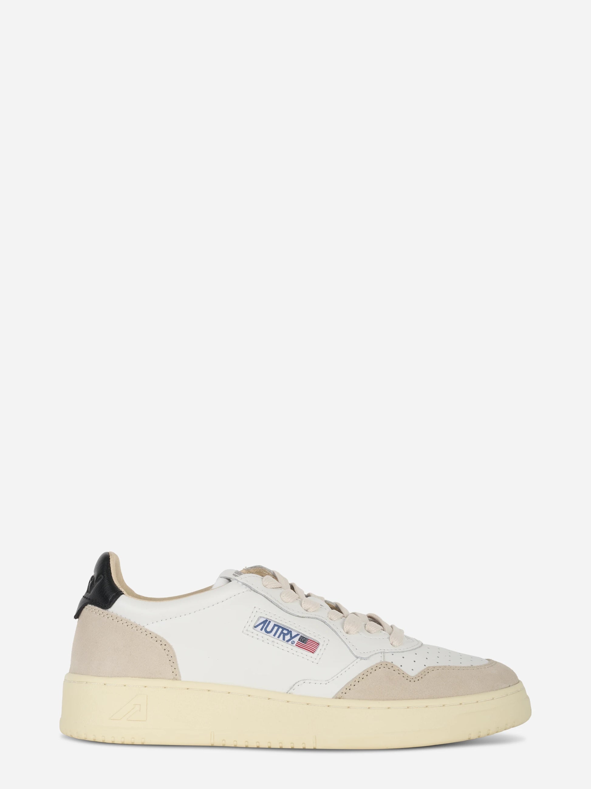 Sneakers Medalist Low In Pelle Bianca E Nera E Suede Beige