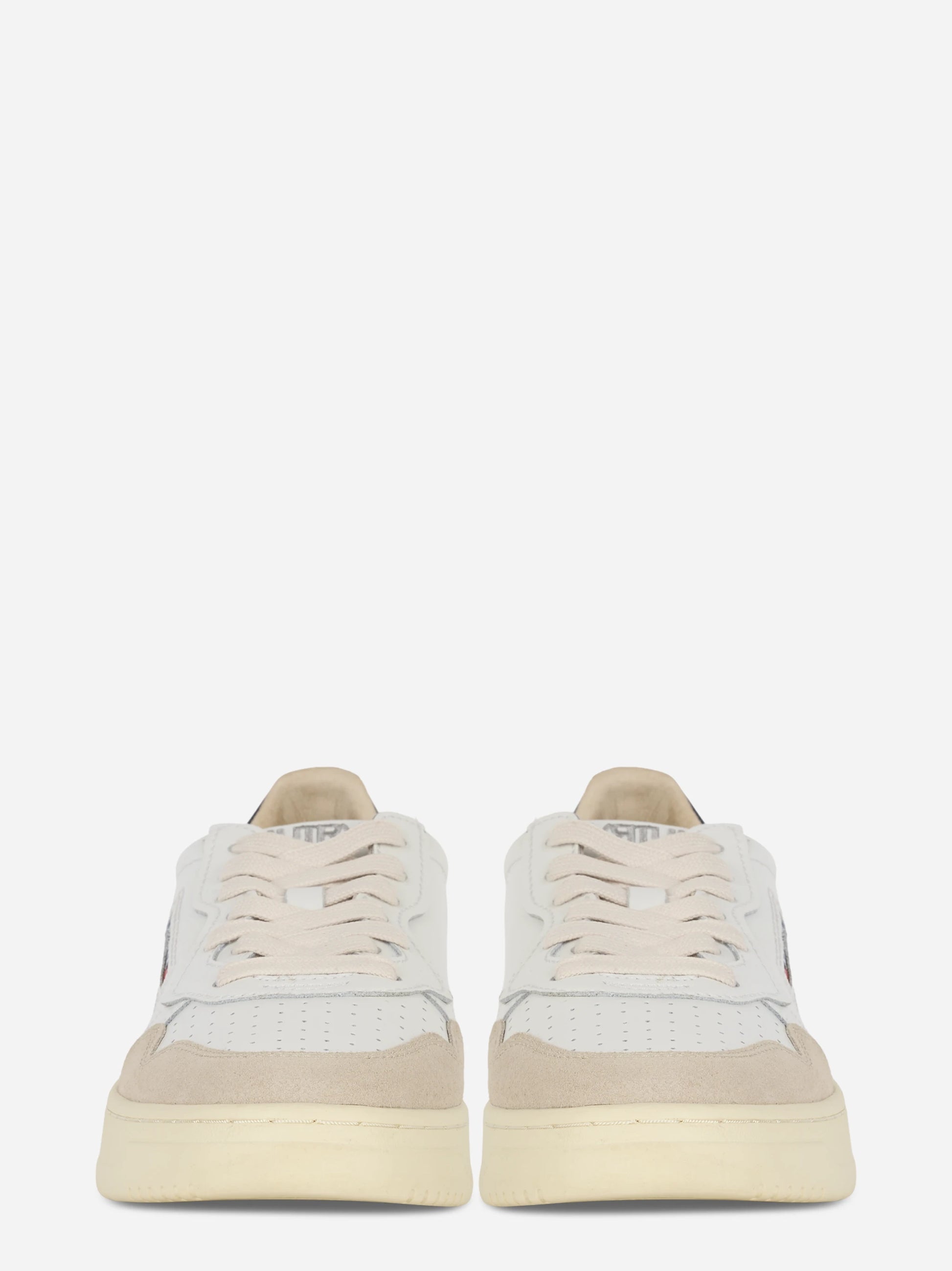 Sneakers Medalist Low In Pelle Bianca E Blu E Suede Beige