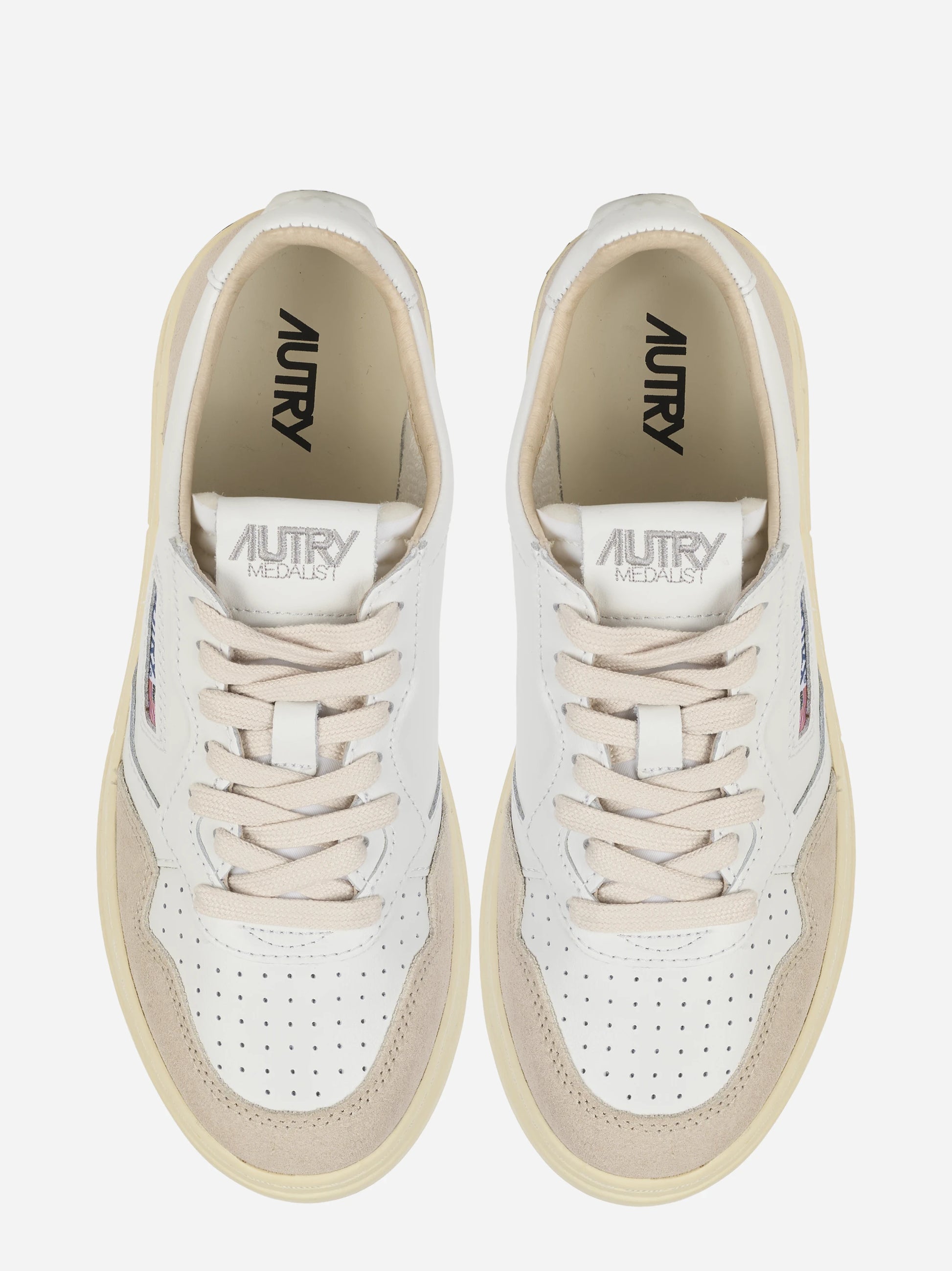 Sneakers Medalist Low In Pelle Bianca E Suede Beige