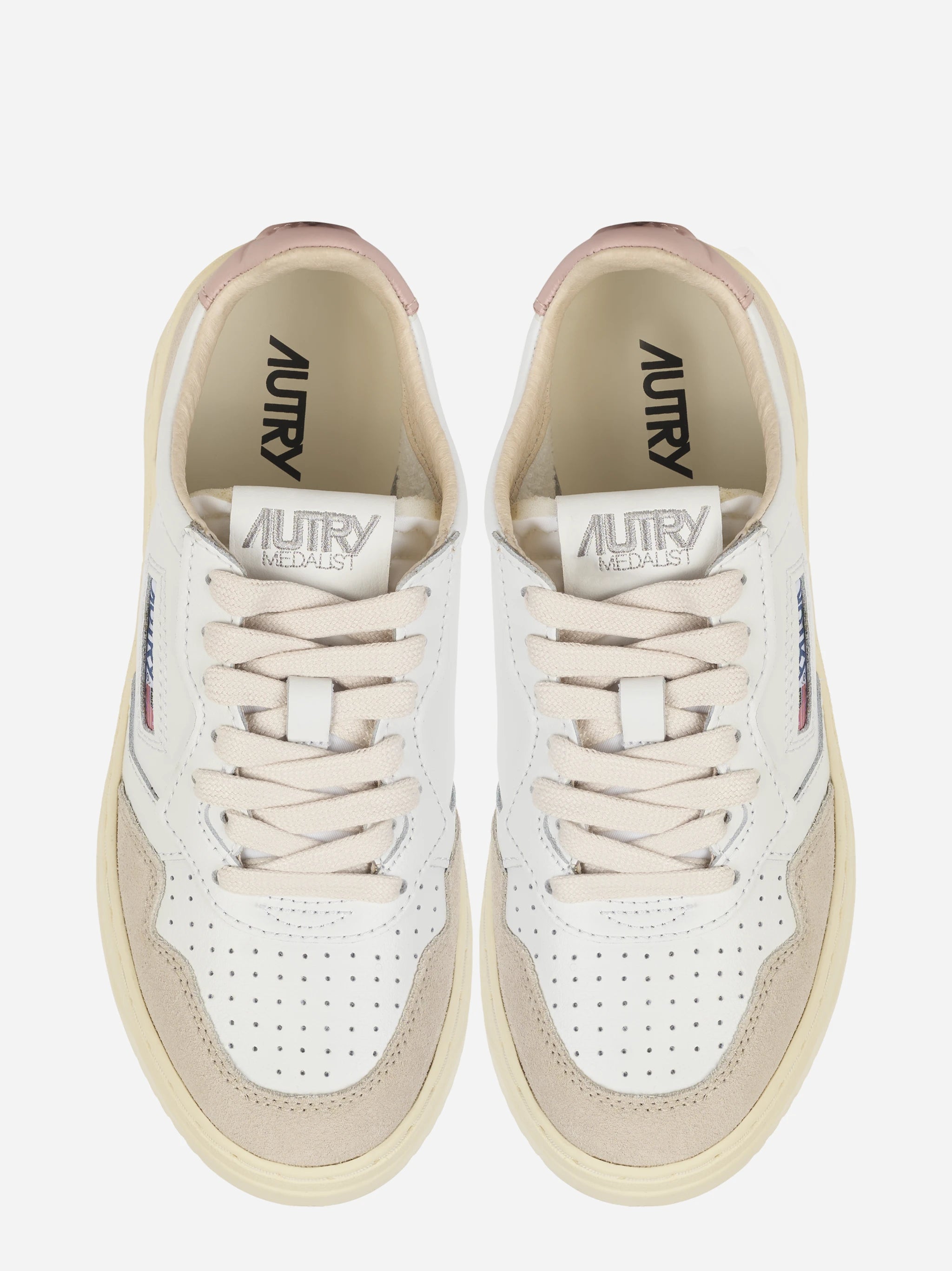 Sneakers Medalist Low In Pelle Bianca E Powder E Suede Beige