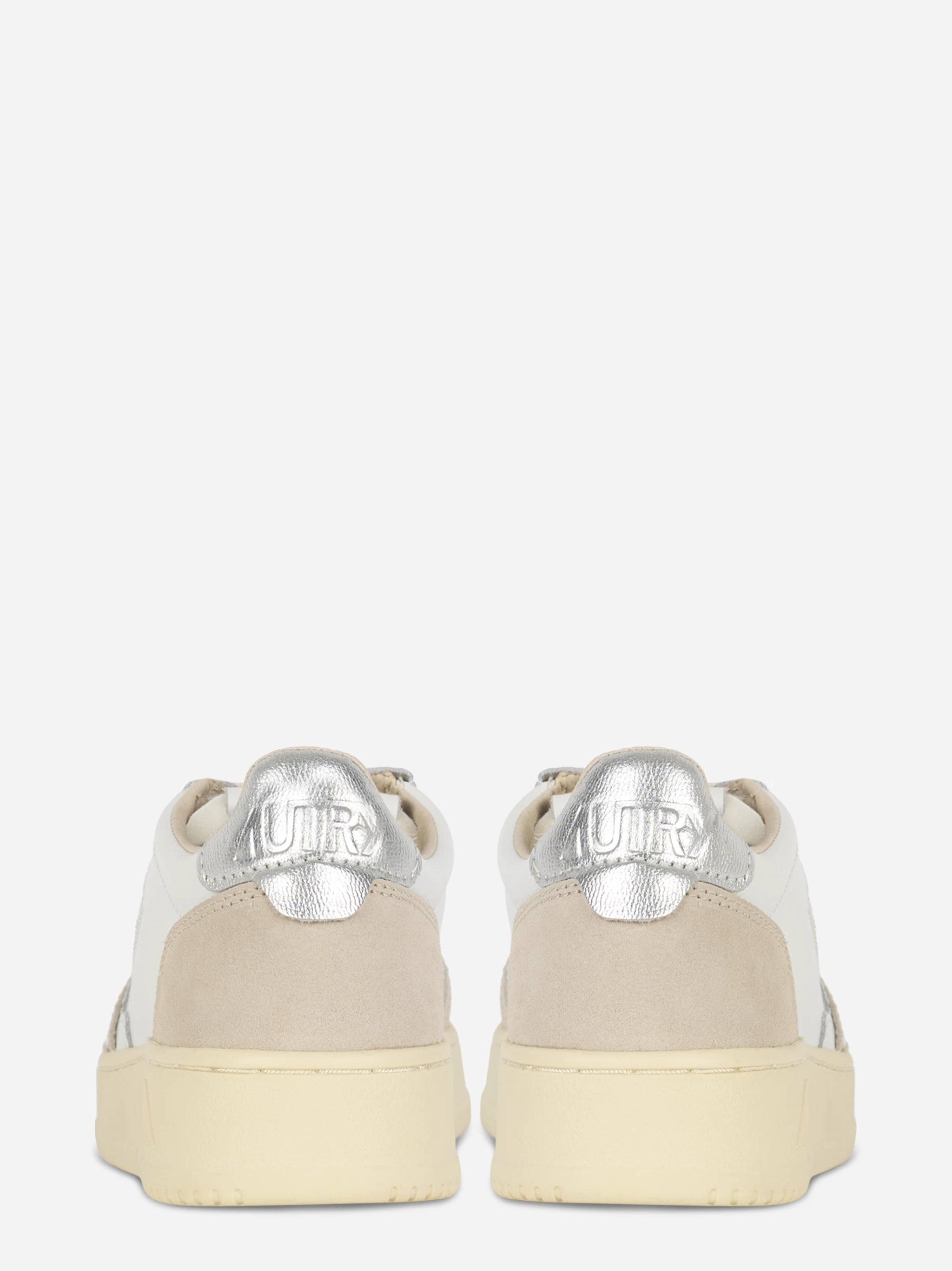 Sneakers Medalist Low In Pelle E Suede Bianca E Argento