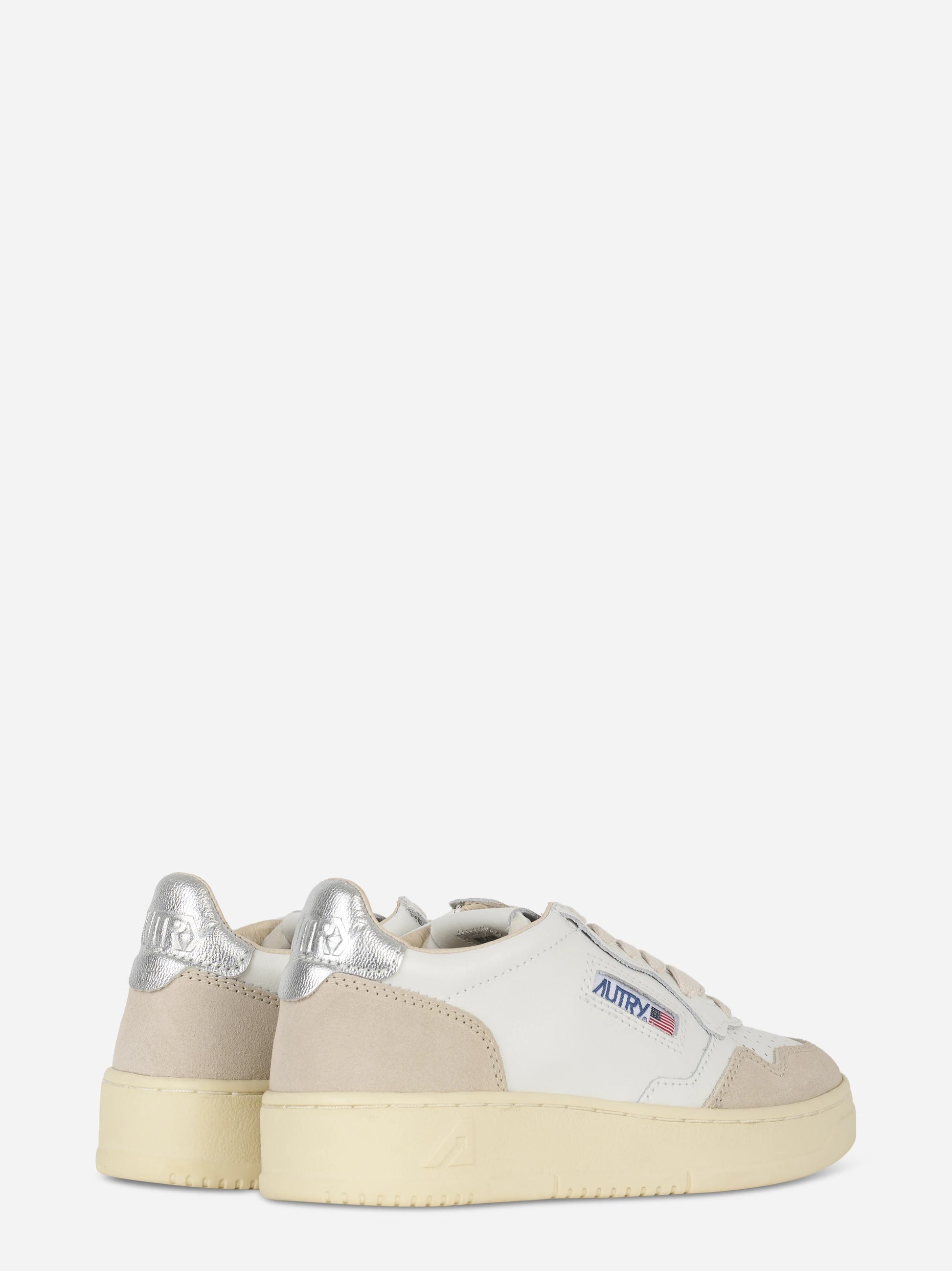 Sneakers Medalist Low In Pelle E Suede Bianca E Argento