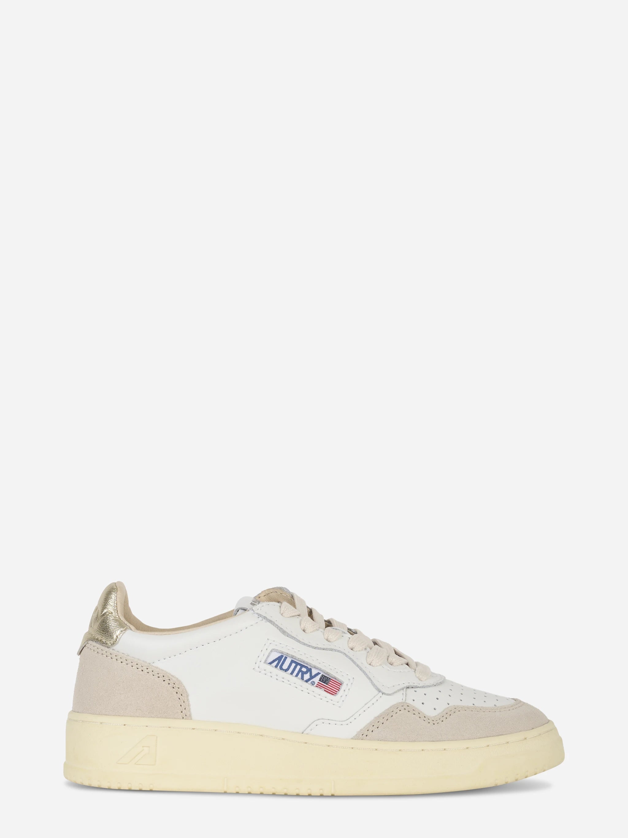 Sneakers Medalist Low In Pelle E Suede Bianca E Oro