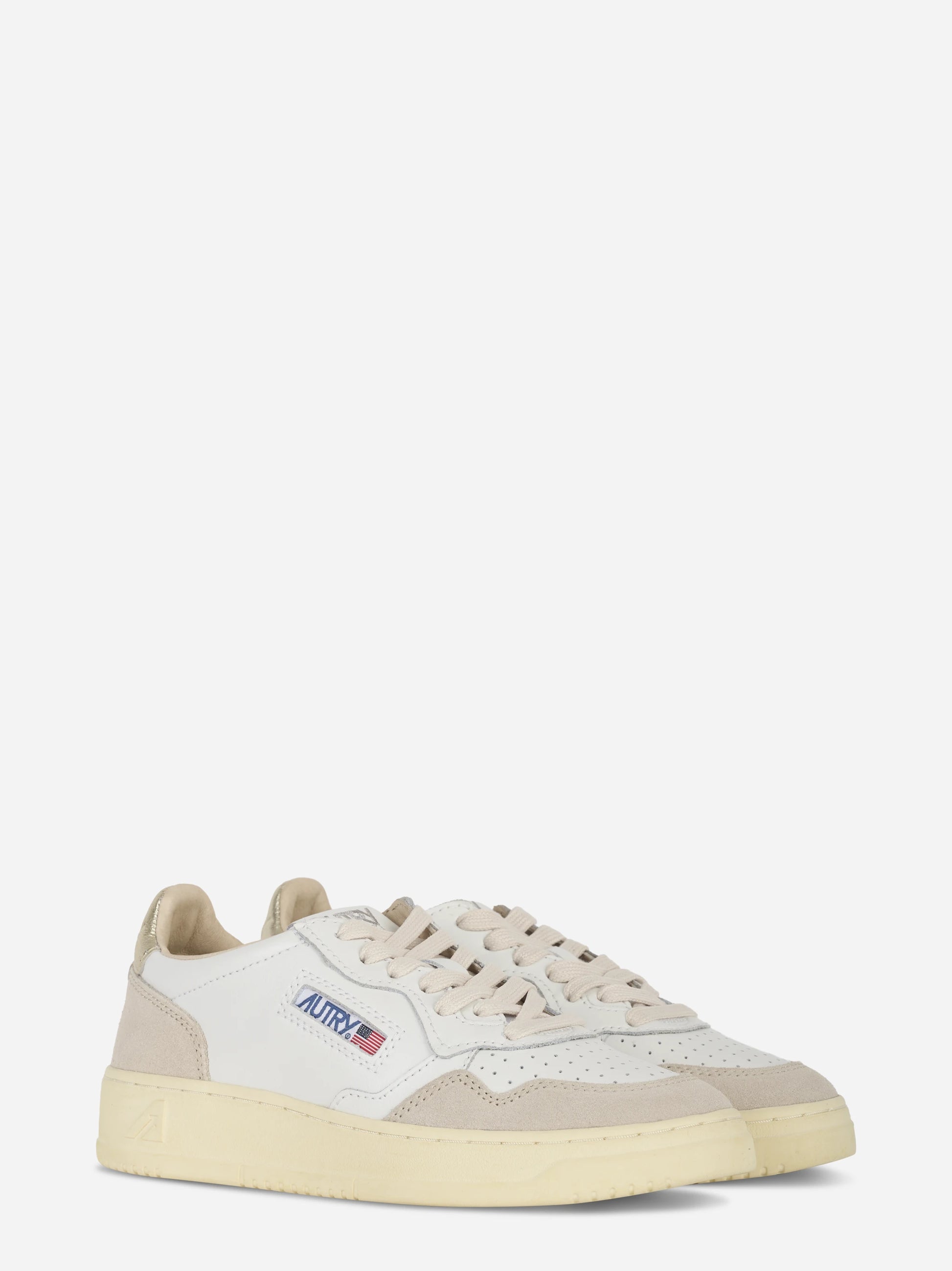 Sneakers Medalist Low In Pelle E Suede Bianca E Oro