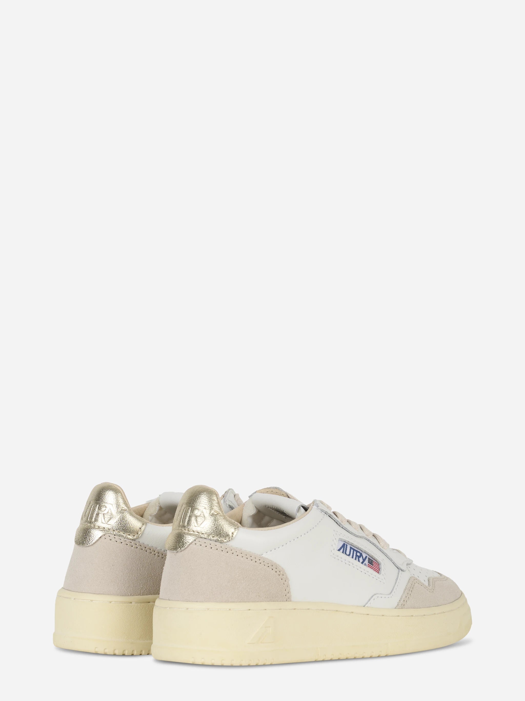 Sneakers Medalist Low In Pelle E Suede Bianca E Oro