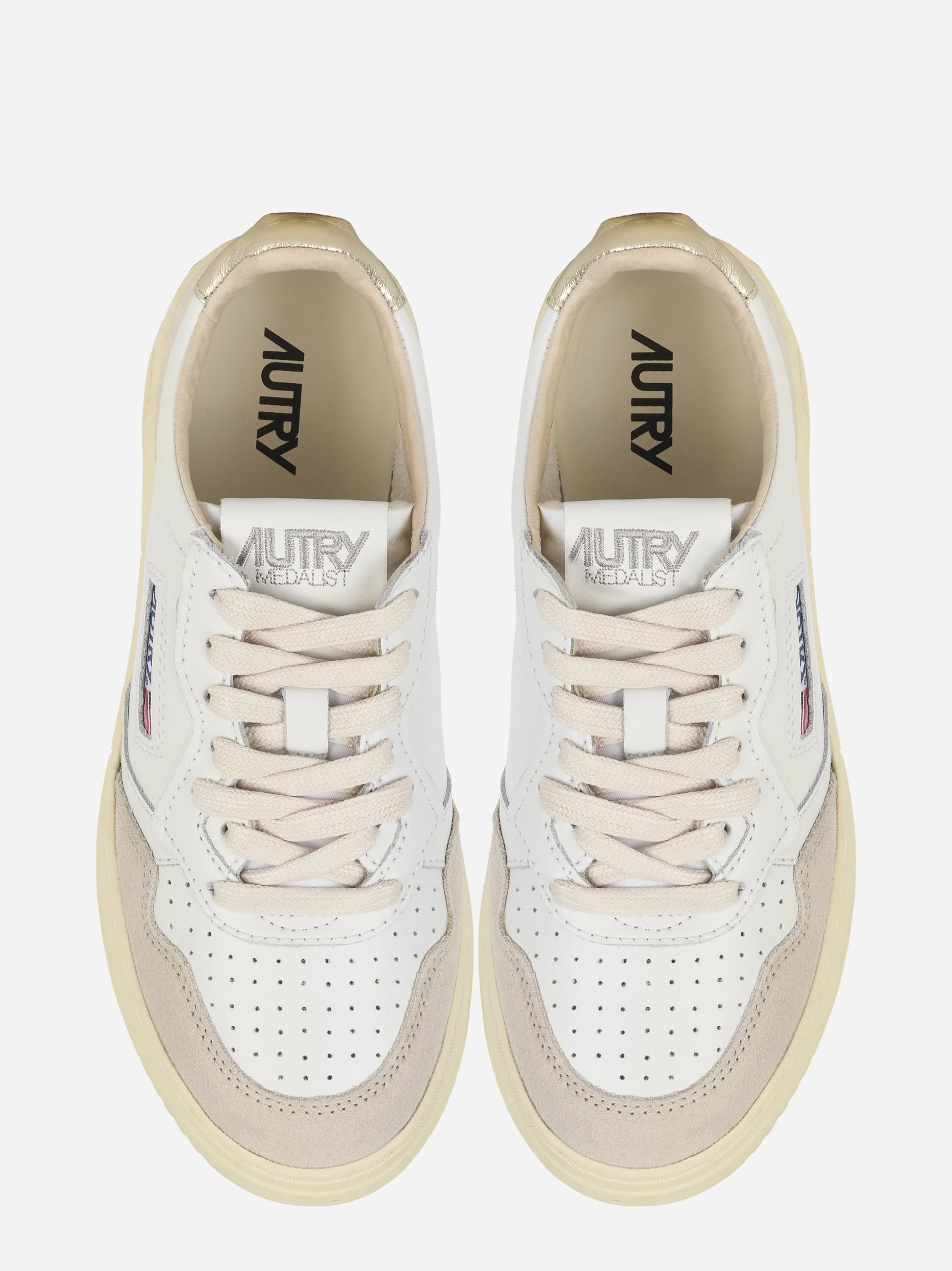 Sneakers Medalist Low In Pelle E Suede Bianca E Oro