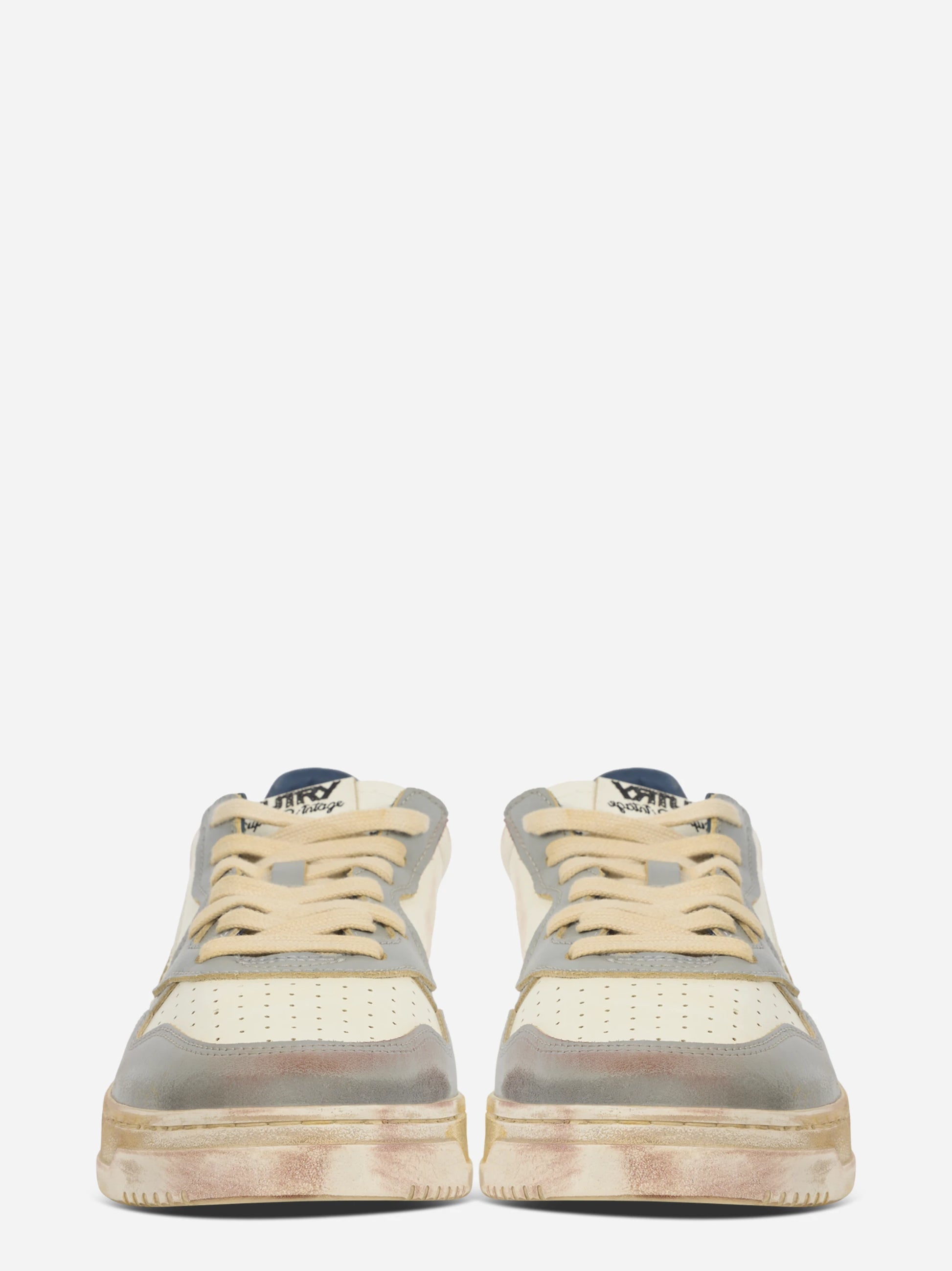 SNEAKERS MEDALIST LOW SUPER VINTAGE IN PELLE LIMESTONE BIANCA E BLUE