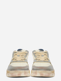 SNEAKERS MEDALIST LOW SUPER VINTAGE IN PELLE LIMESTONE BIANCA E BLUE