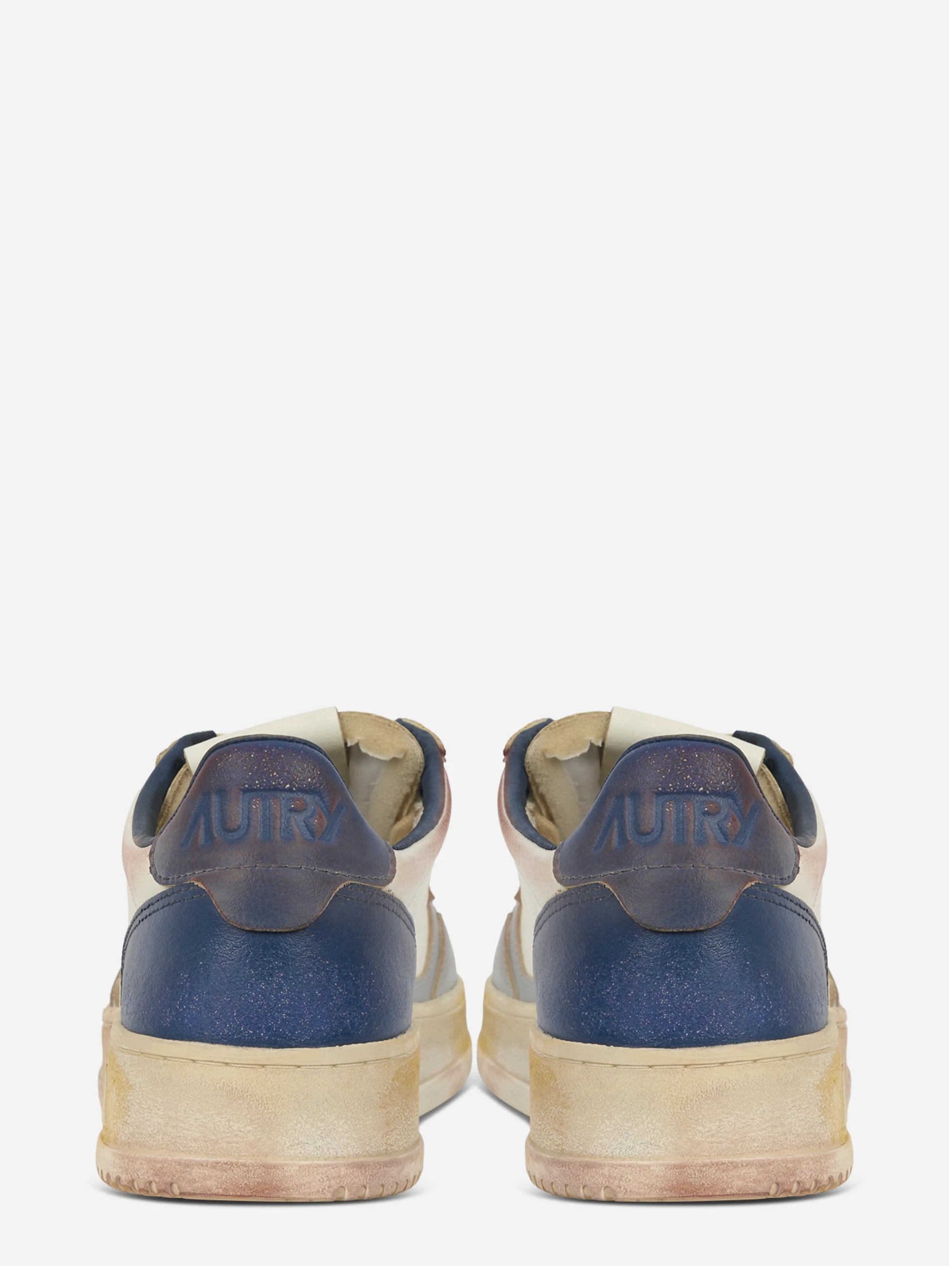 SNEAKERS MEDALIST LOW SUPER VINTAGE IN PELLE LIMESTONE BIANCA E BLUE