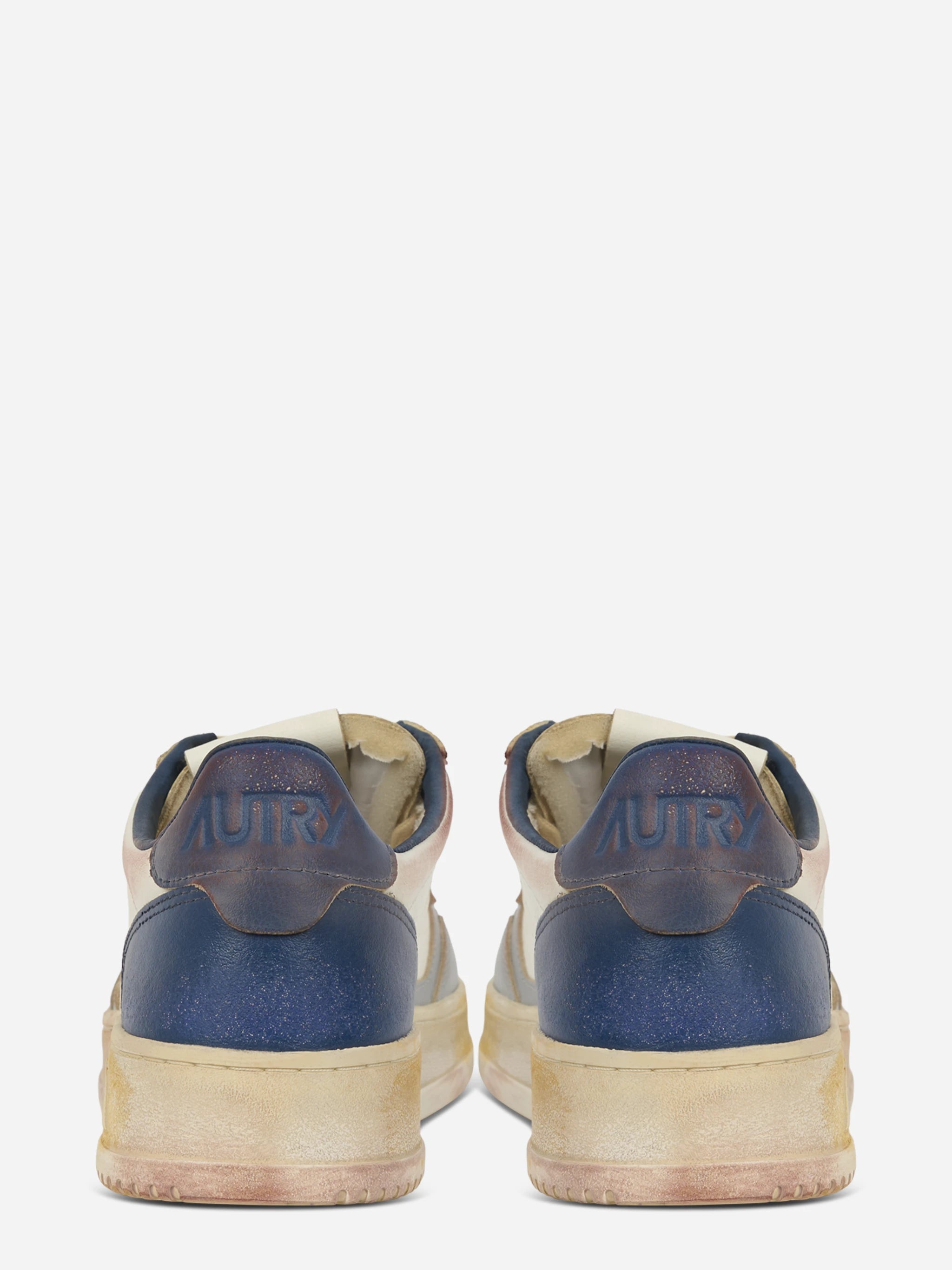SNEAKERS MEDALIST LOW SUPER VINTAGE IN PELLE LIMESTONE BIANCA E BLUE