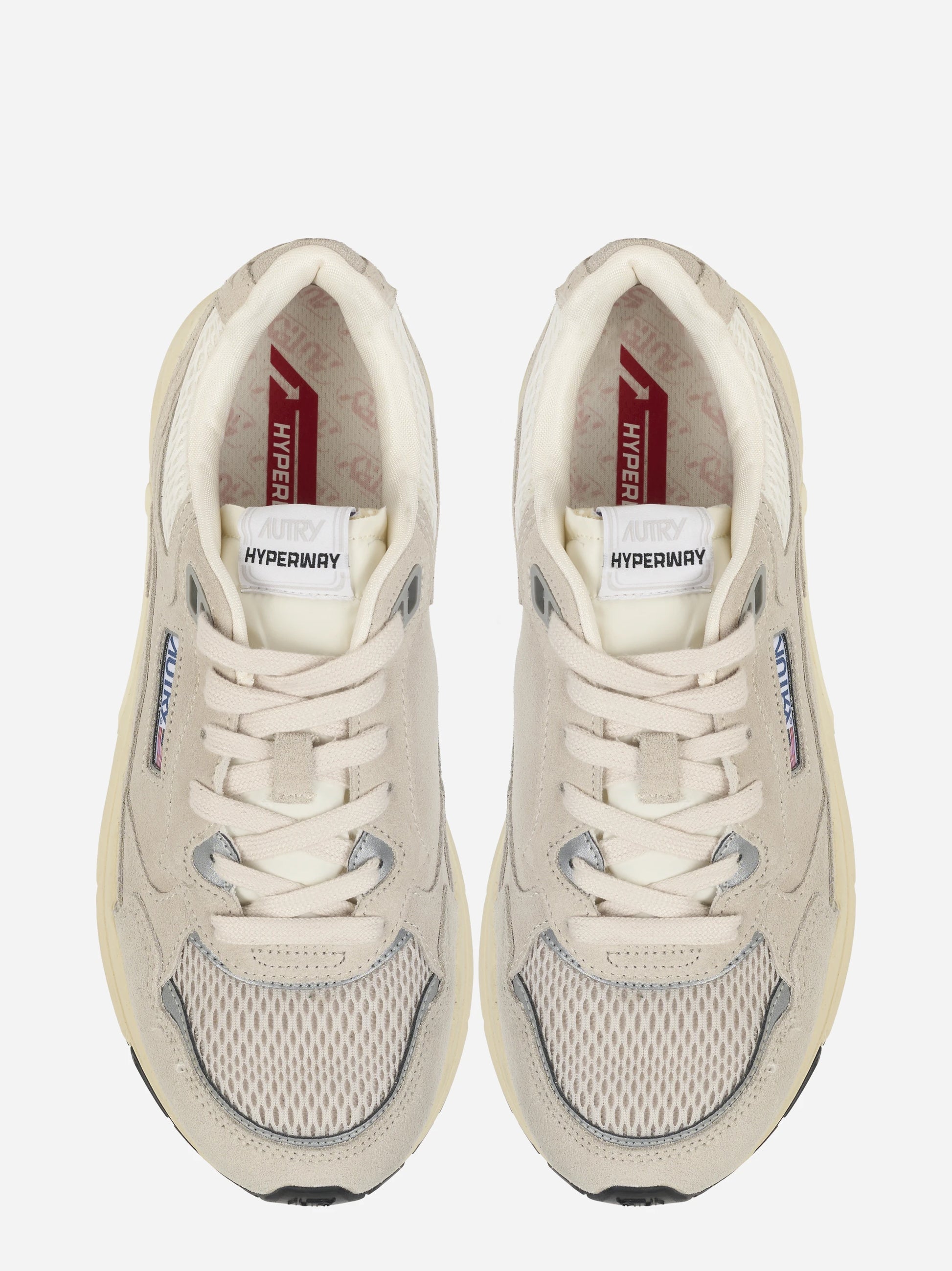 Sneakers Hyperway In Mesh E Suede Sand E Argento