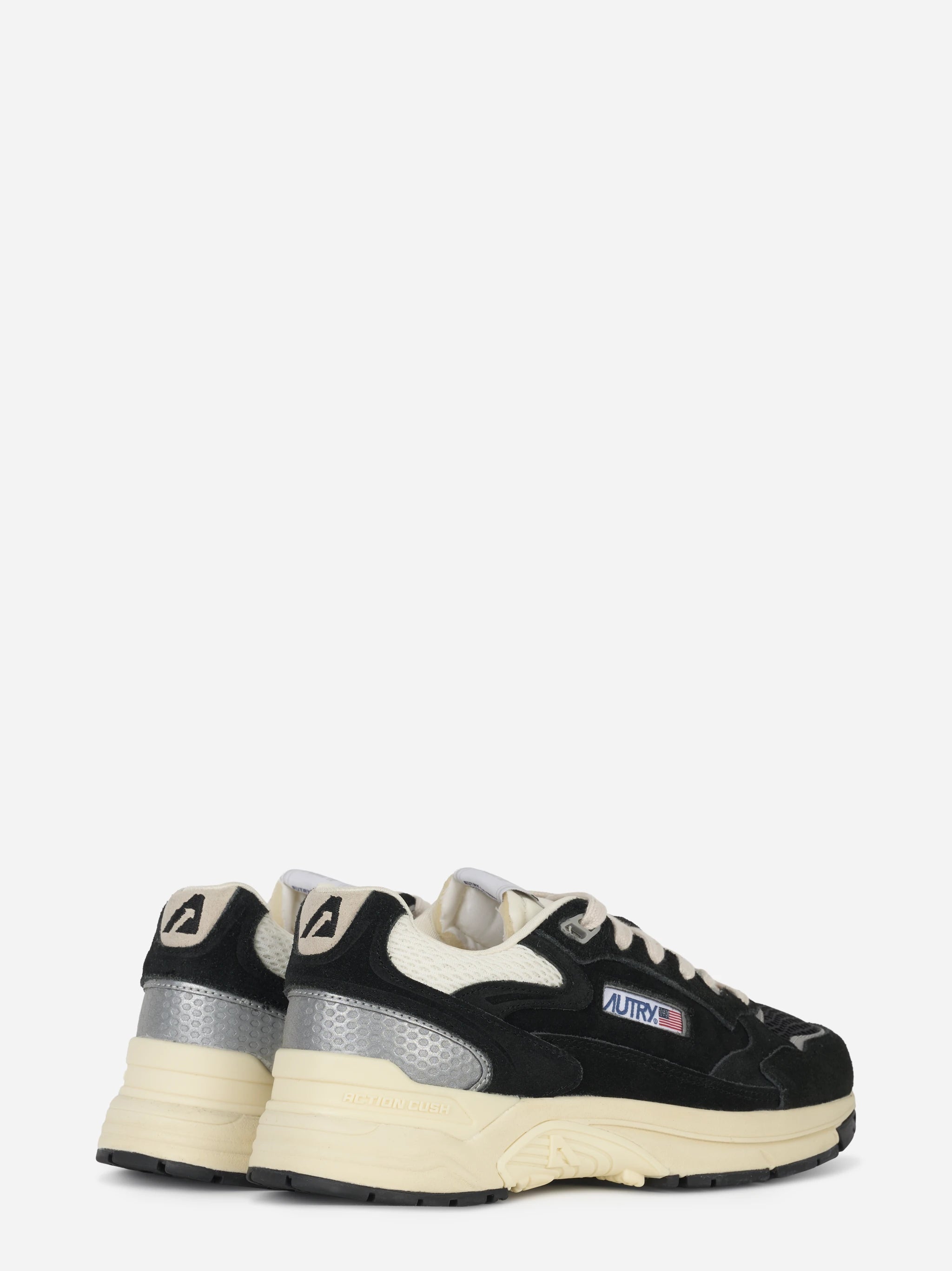 Sneakers Hyperway In Mesh E Suede Nero E Argento