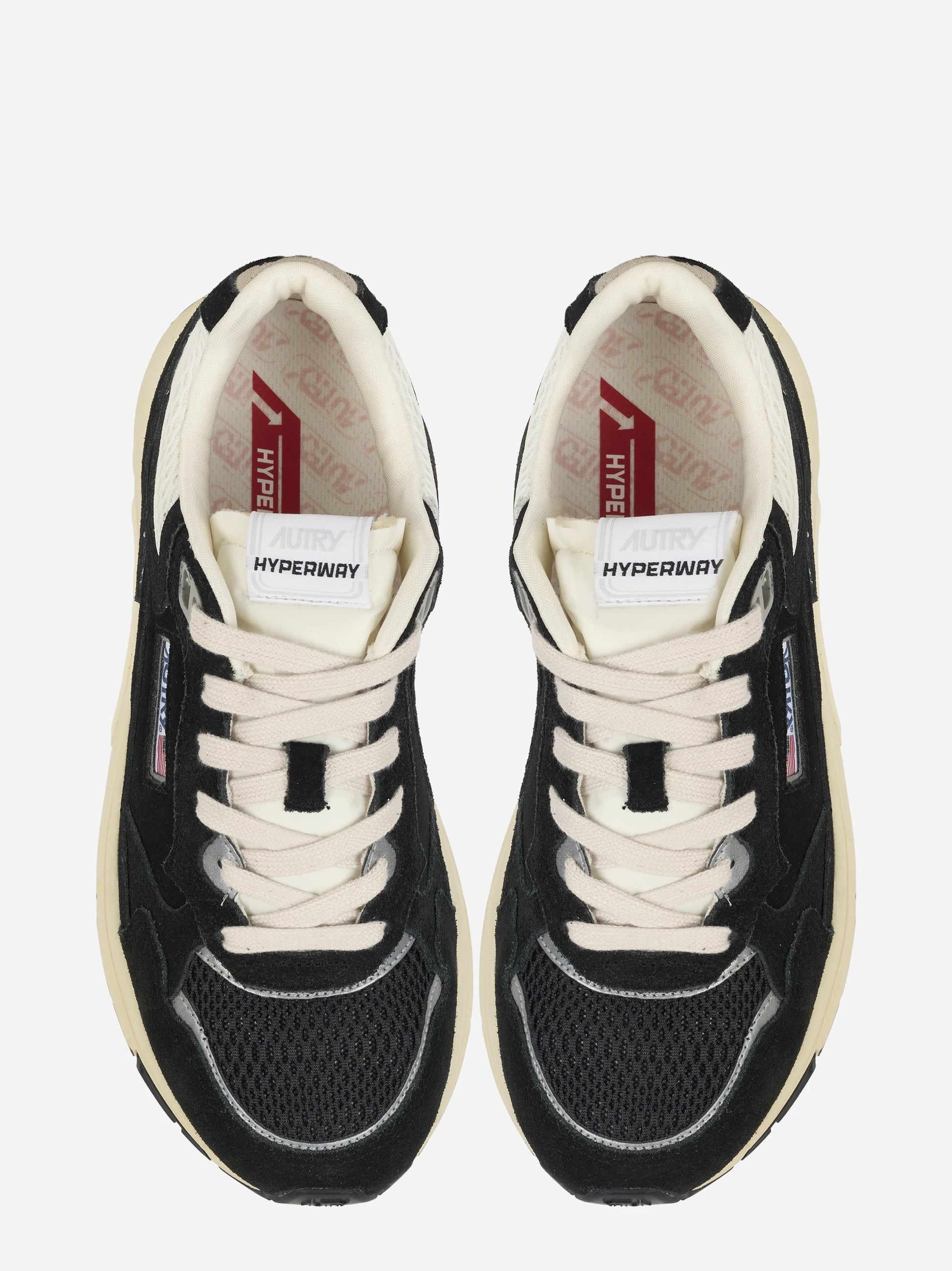 Sneakers Hyperway In Mesh E Suede Nero E Argento