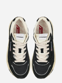 Sneakers Hyperway In Mesh E Suede Nero E Argento