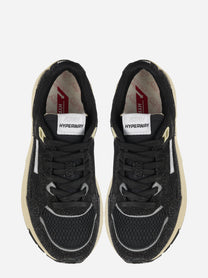 Sneakers Hyperway In Mesh E Pelle Glitter Nera
