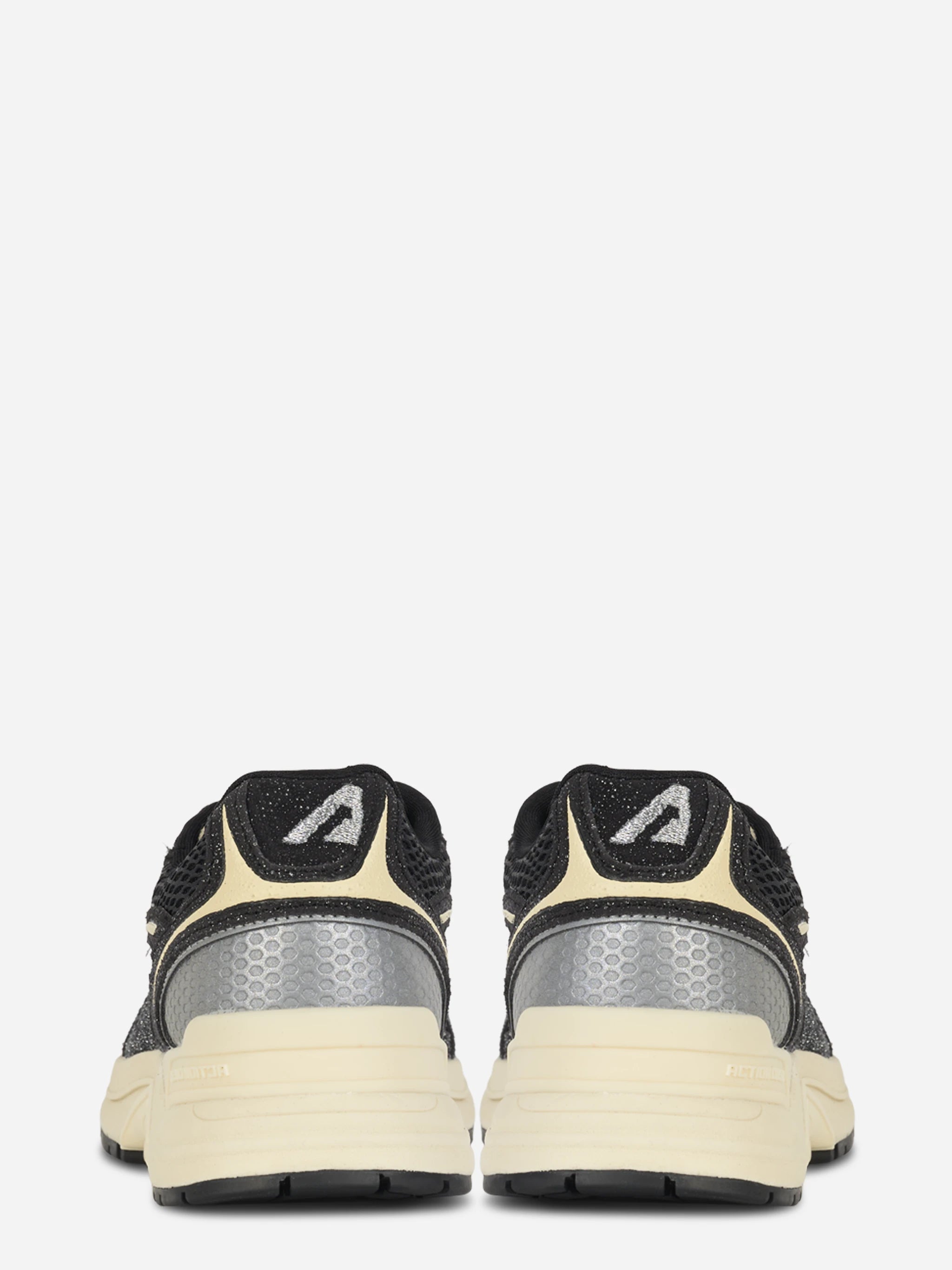 Sneakers Hyperway In Mesh E Pelle Glitter Nera