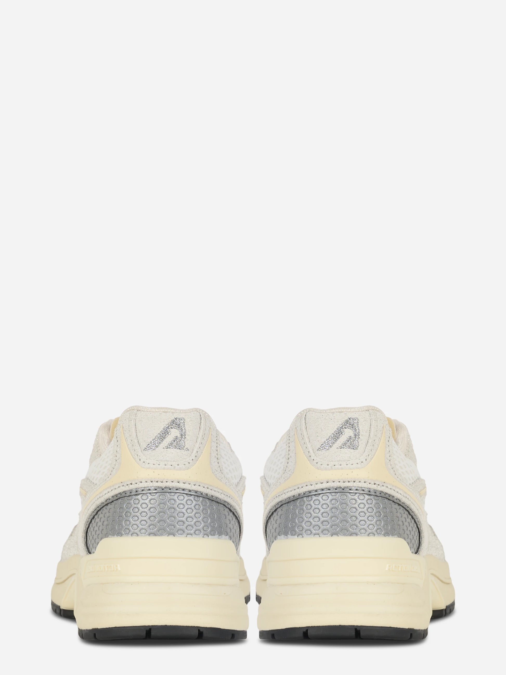 Sneakers Hyperway In Mesh Bianco E Pelle Glitter Grigia