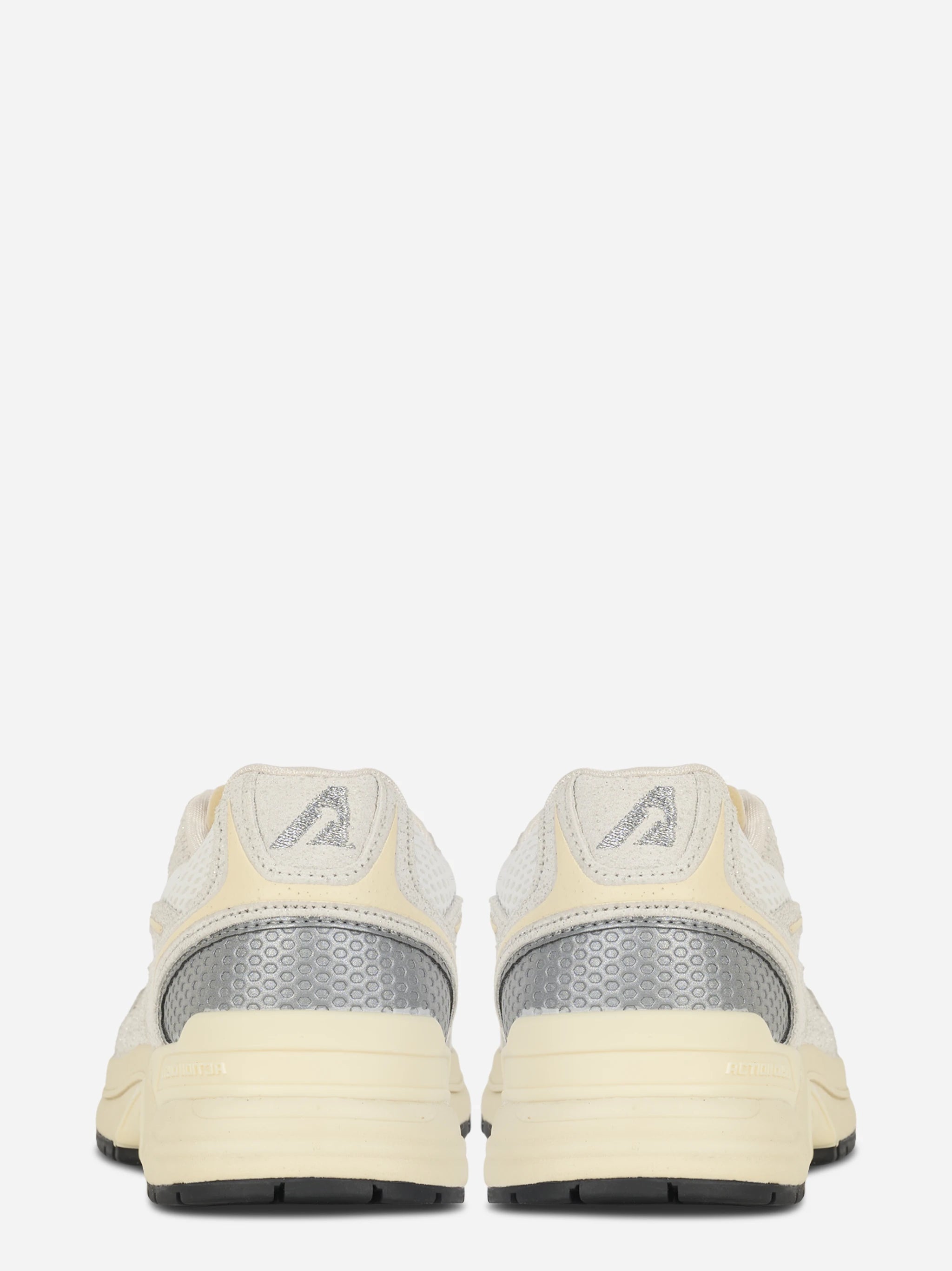 Sneakers Hyperway In Mesh Bianco E Pelle Glitter Grigia