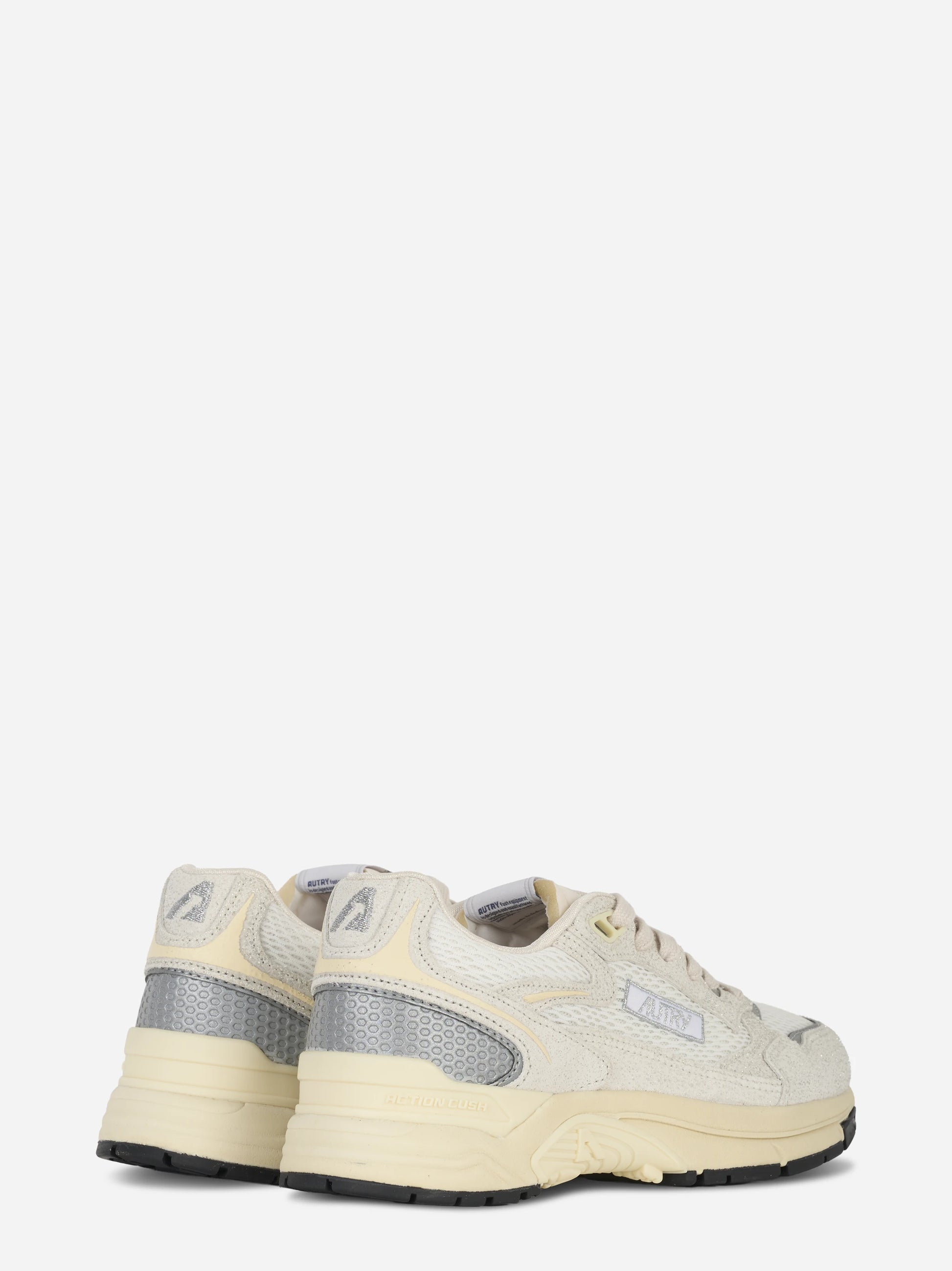 Sneakers Hyperway In Mesh Bianco E Pelle Glitter Grigia