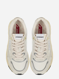 Sneakers Hyperway In Mesh Bianco E Pelle Glitter Grigia