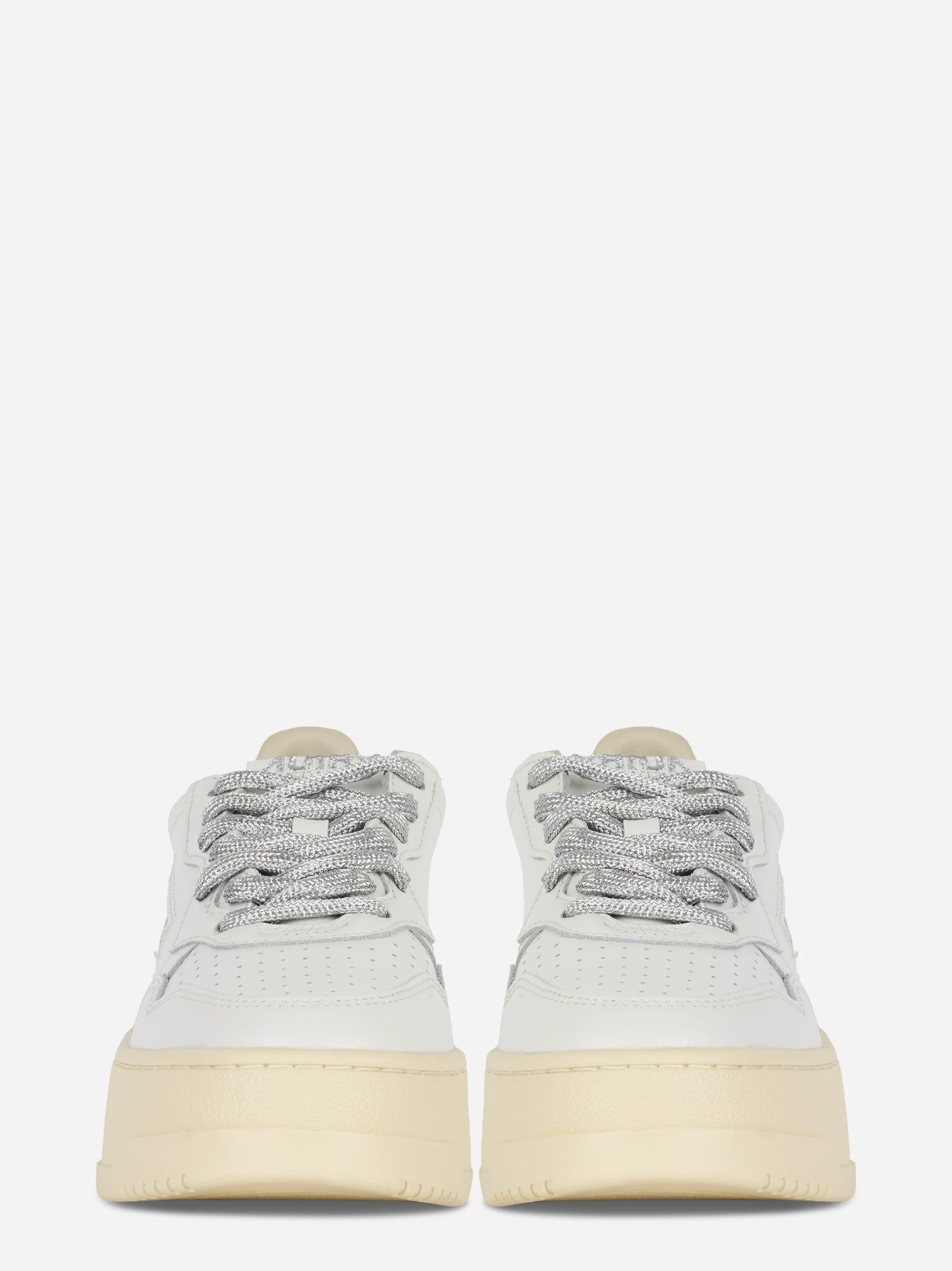 SNEAKERS MEDALIST PLATFORM IN PELLE BIANCA