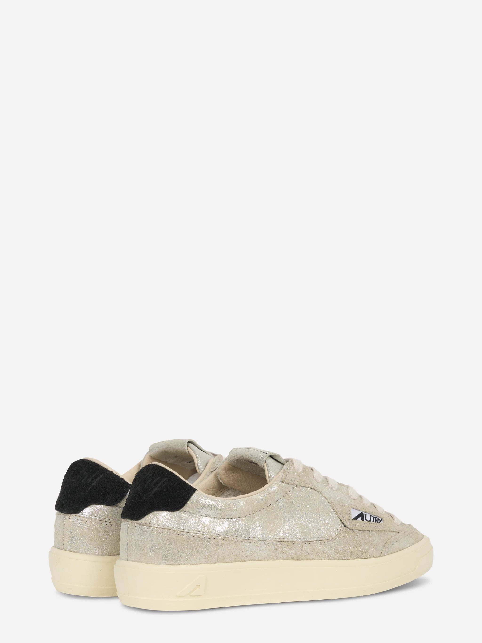 SNEAKERS WINDSCAPE LOW IN SUEDE LAMINATO ARGENTO E NERO