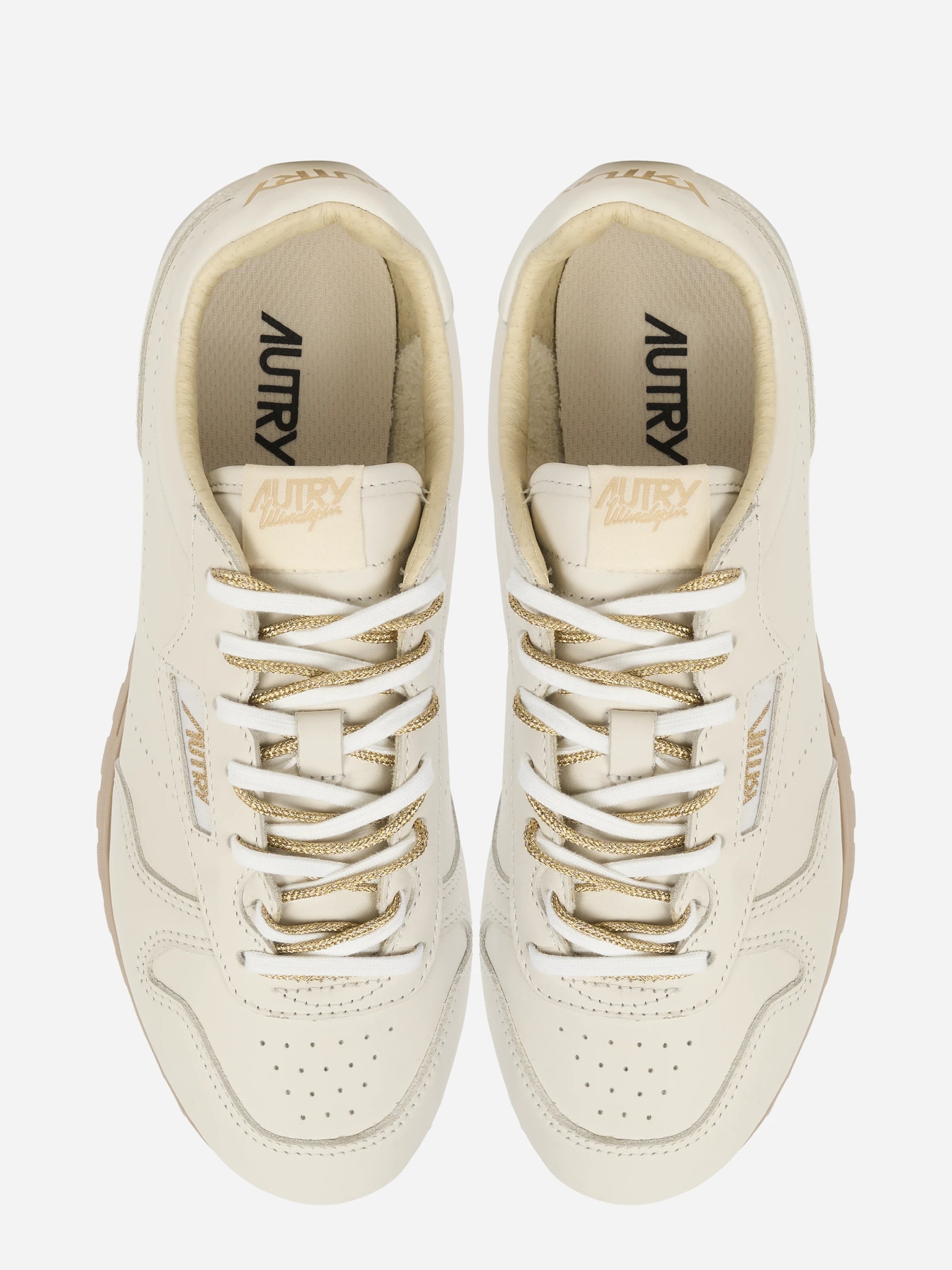 SNEAKERS WINDSPIN IN PELLE NAPPA BIANCO E ORO