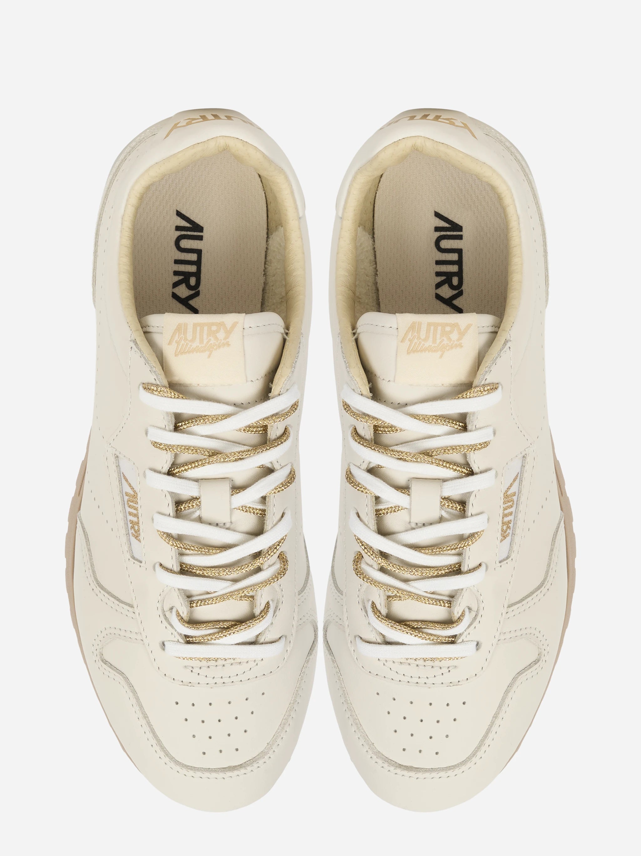 SNEAKERS WINDSPIN IN PELLE NAPPA BIANCO E ORO