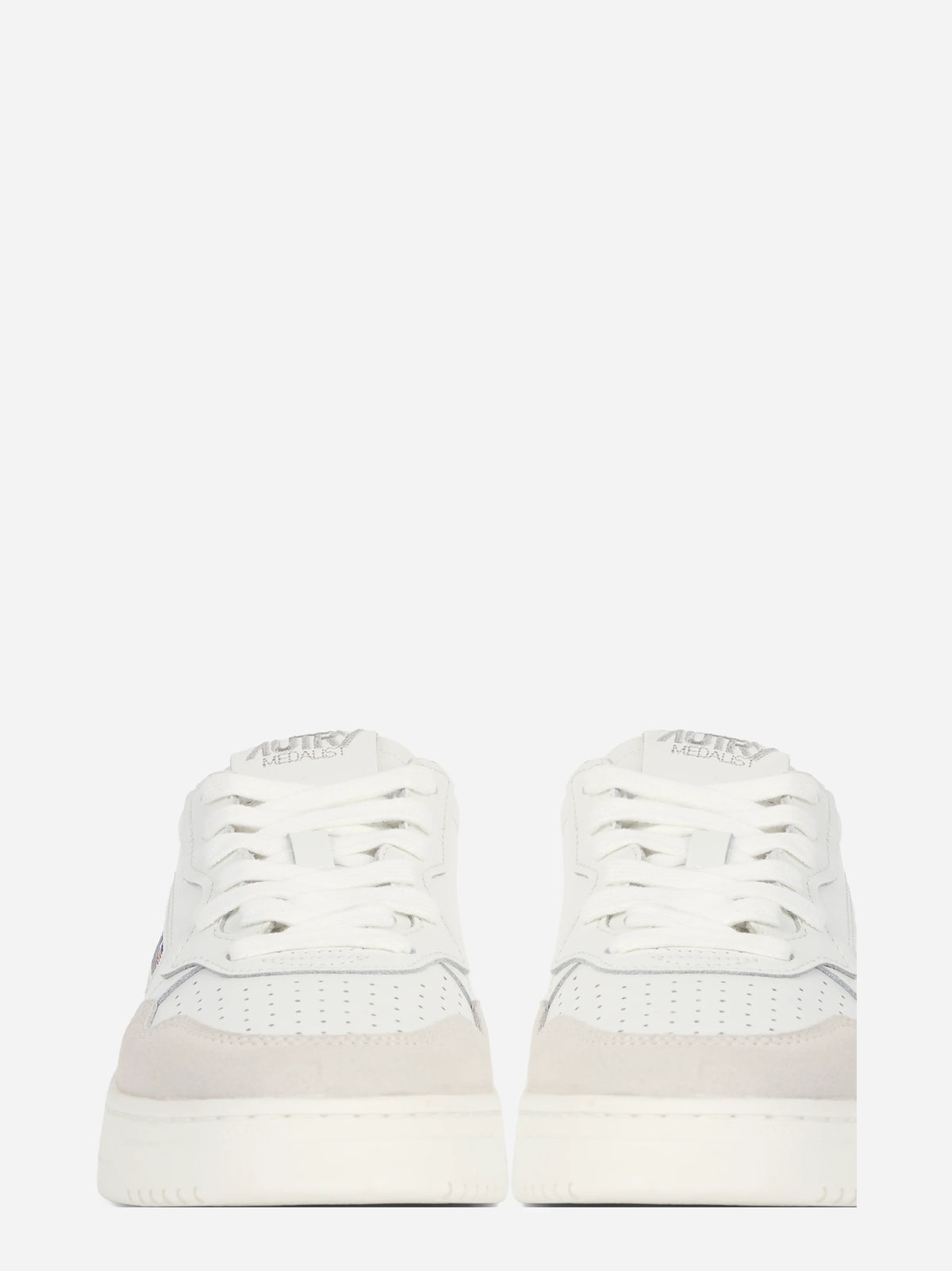 Sneaker Medalist Low in pelle e suede bianca - vista frontale
