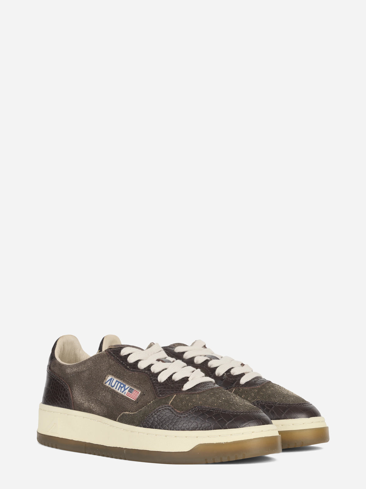 Sneaker Medalist Low in suede e pelle marrone - vista tre quarti