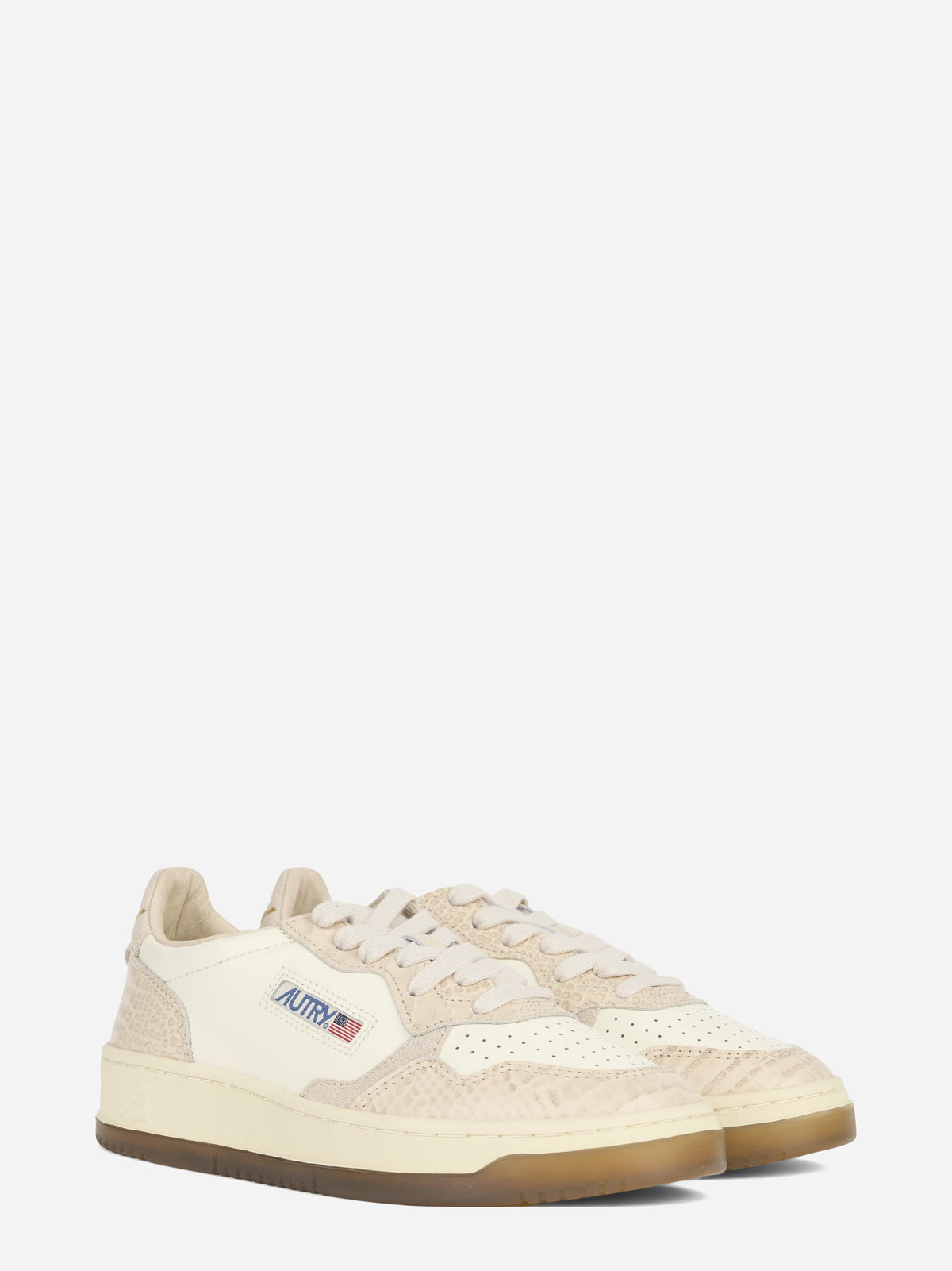 Sneaker Medalist Low in pelle avorio e beige - vista tre quarti