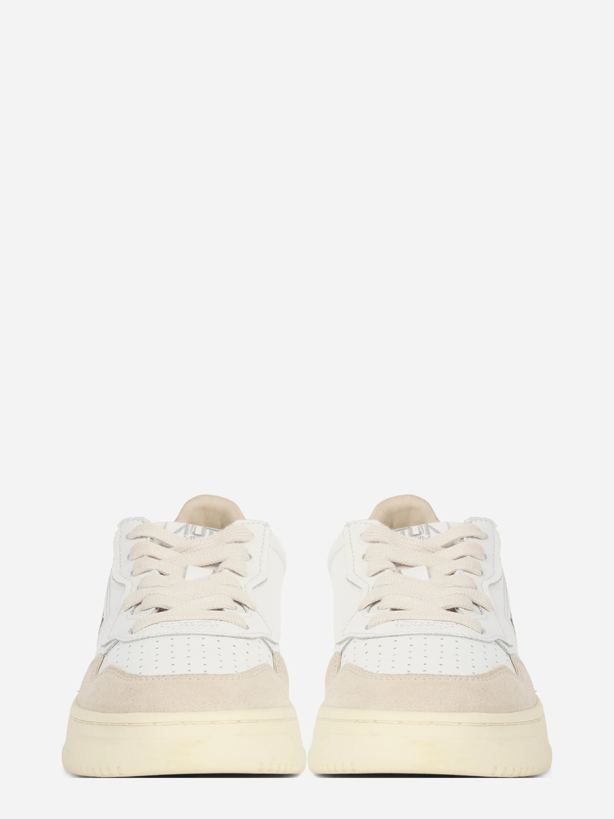 Sneaker Medalist Low in pelle bianca e suede rosa - vista frontale