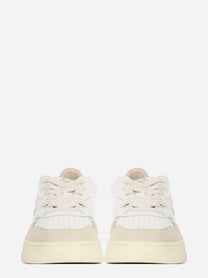 Sneaker Medalist Low in pelle bianca e suede rosa - vista frontale