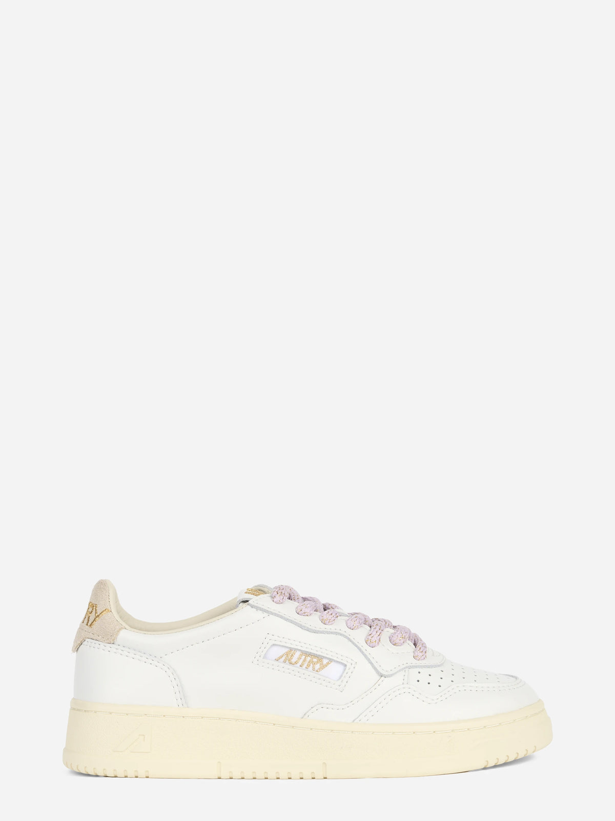 Sneaker Medalist Low in pelle bianca e lilla - vista laterale